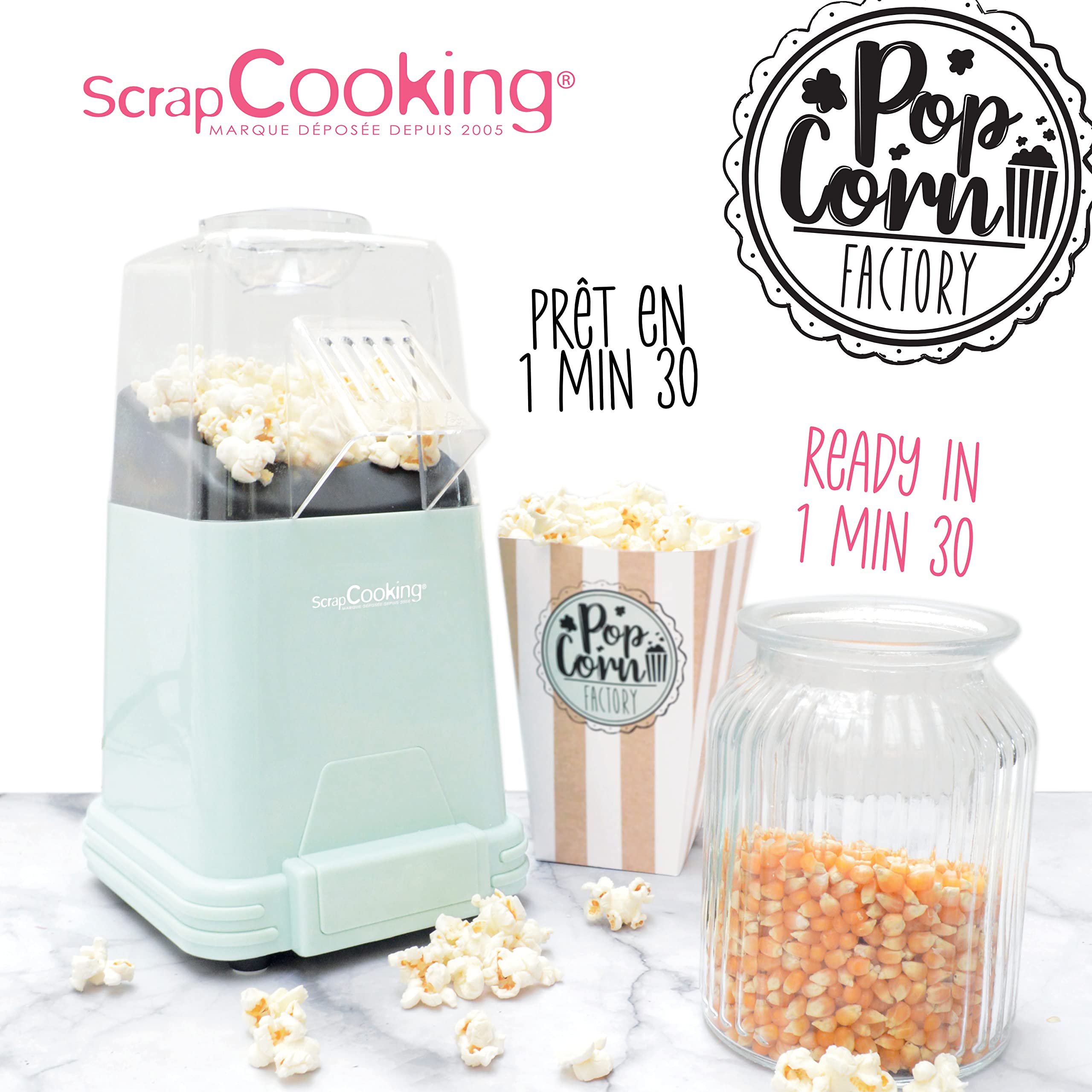 scrapcooking-pop-corn-factory-machine-popcorn-1100w-verte image 2