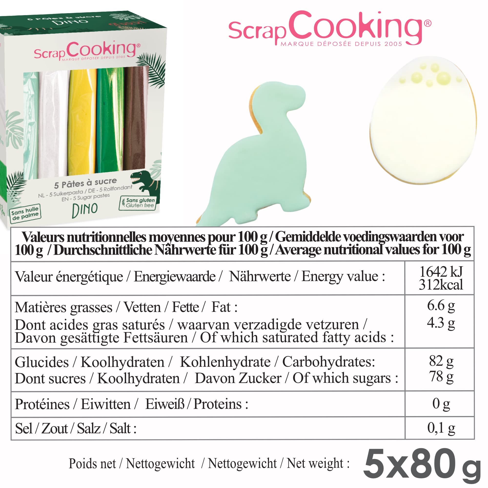 scrapcooking-p-tes-sucre-dinosaure-5x80-g-vanille image 3