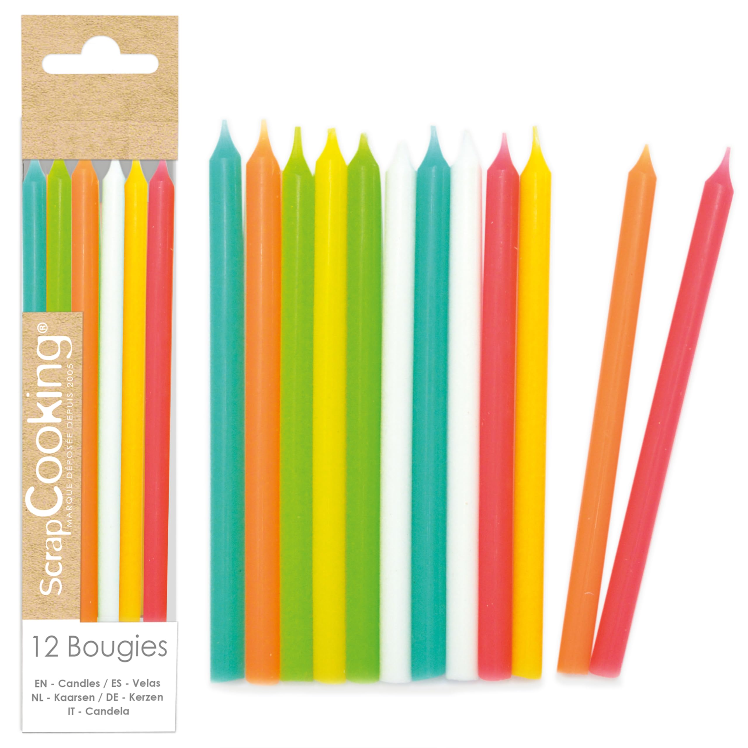 scrapcooking-d-corations-12-bougies-longues-multicolores-g-teau image 1
