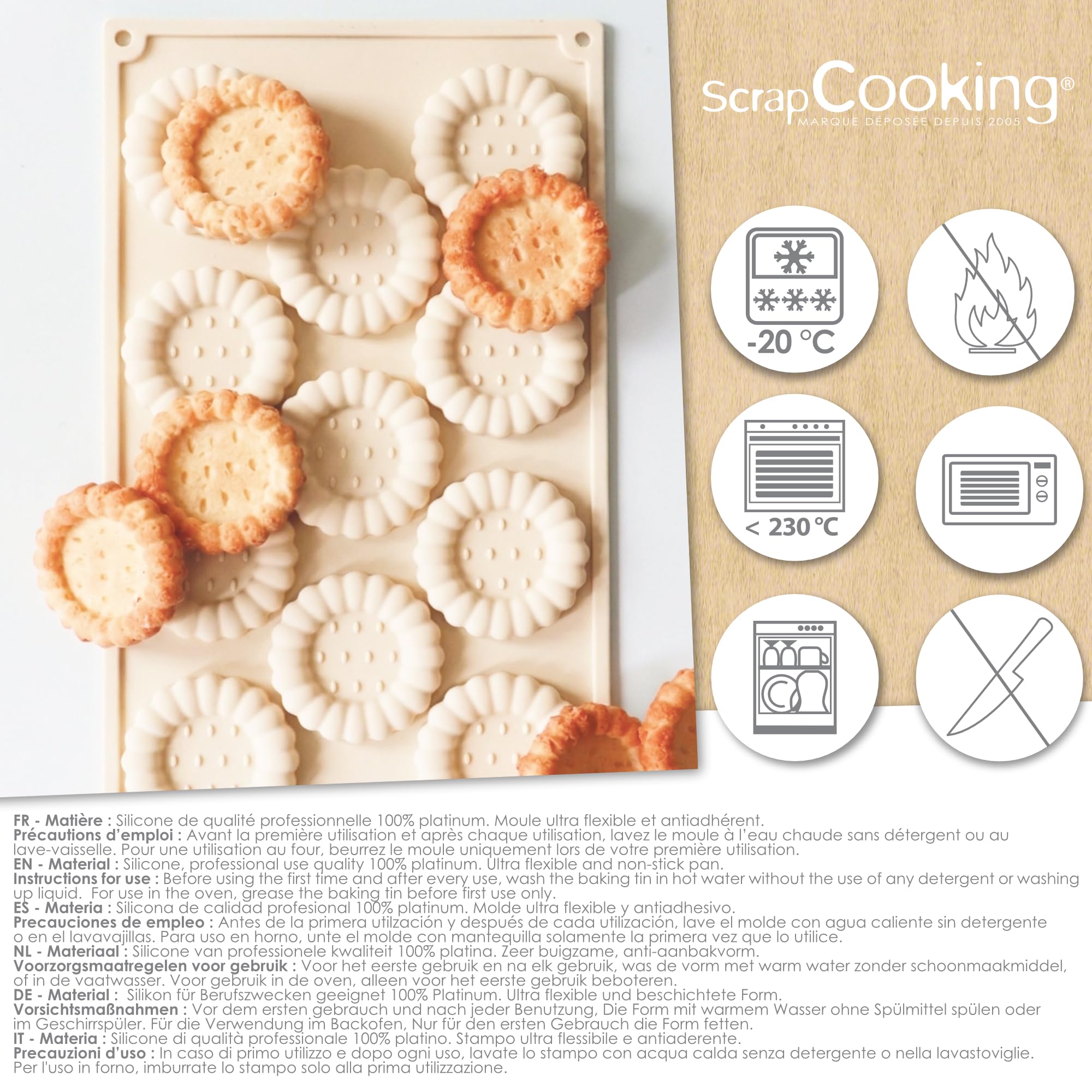 scrapcooking-moules-3183-moule-silicone-11-tartelettes-beige image 6