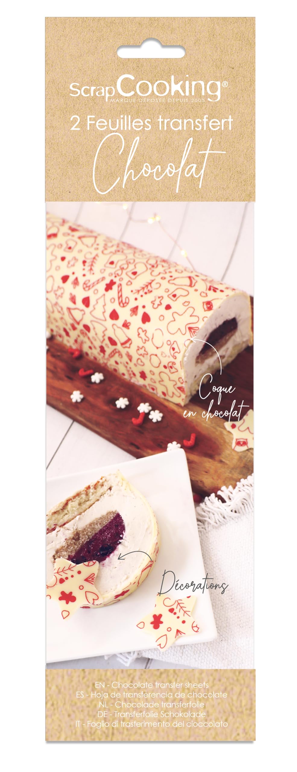 scrapcooking-mat-riel-feuilles-transfert-sweet-xmas-lot-2-b-che-chocolat image 1