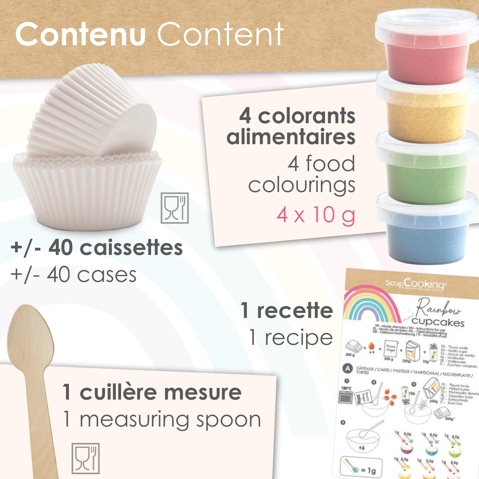 scrapcooking-kit-rainbow-cupcakes-3787-kit-cupcakes-arc-en-ciel-40-pcs image 3