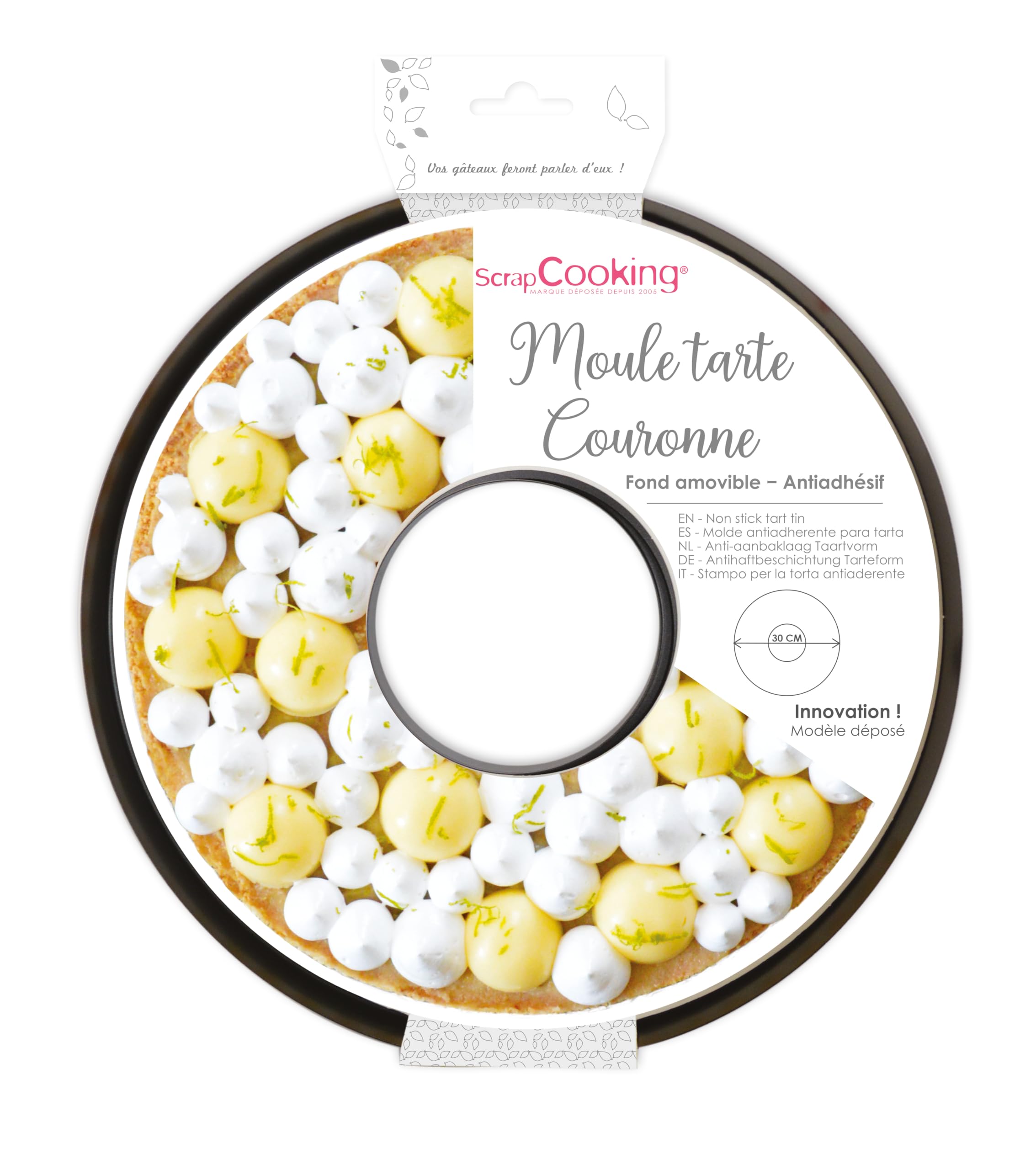 scrap-cooking-moules-moule-tarte-couronne-30-cm-noir-antiadh-sif image 1