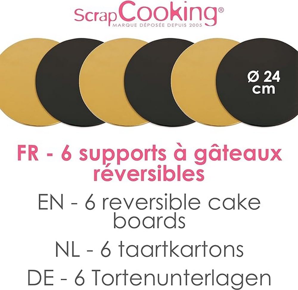 scrapcooking-mat-riel-6-supports-g-teaux-ronds-dor-noir-24-cm image 2