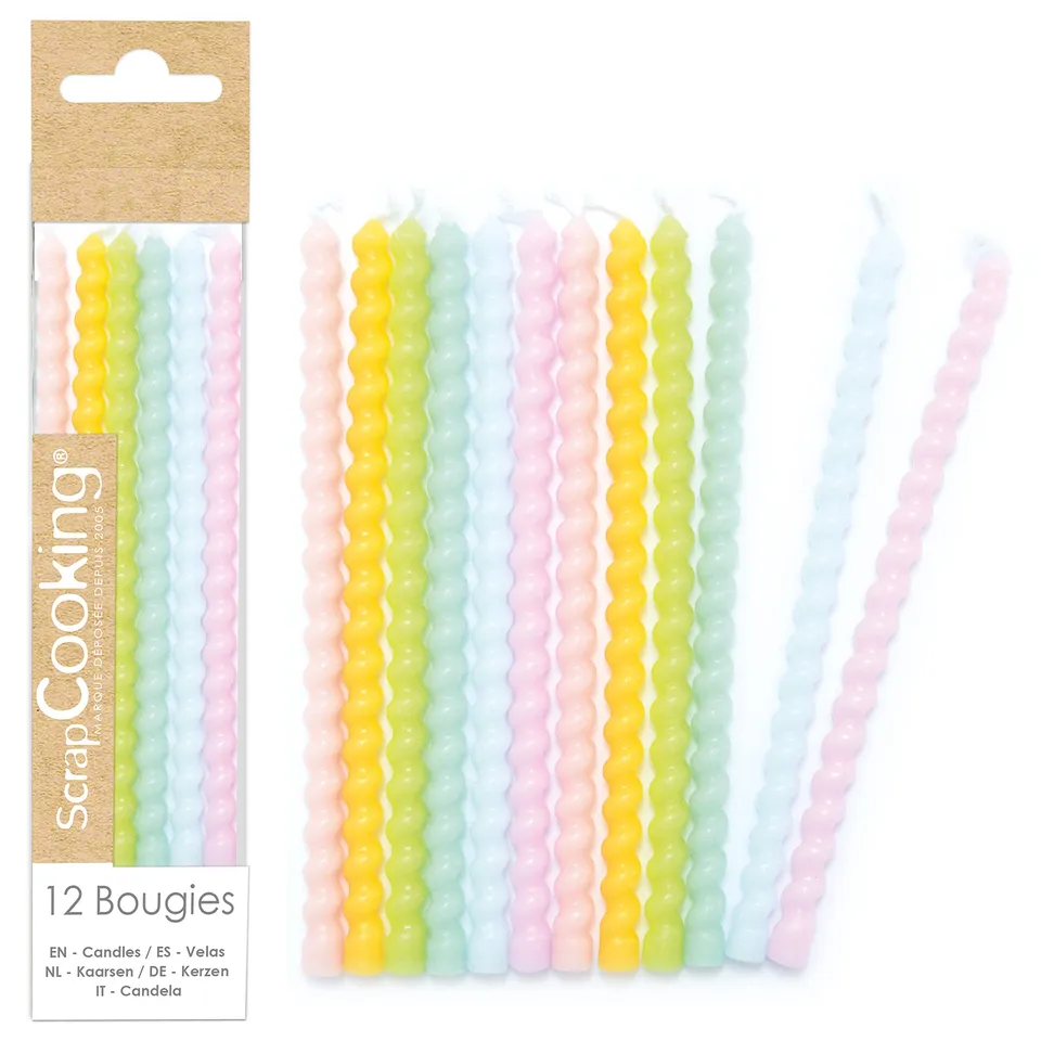 scrapcooking-d-corations-0358-bougies-torsad-es-pastel-12-pi-ces image 1