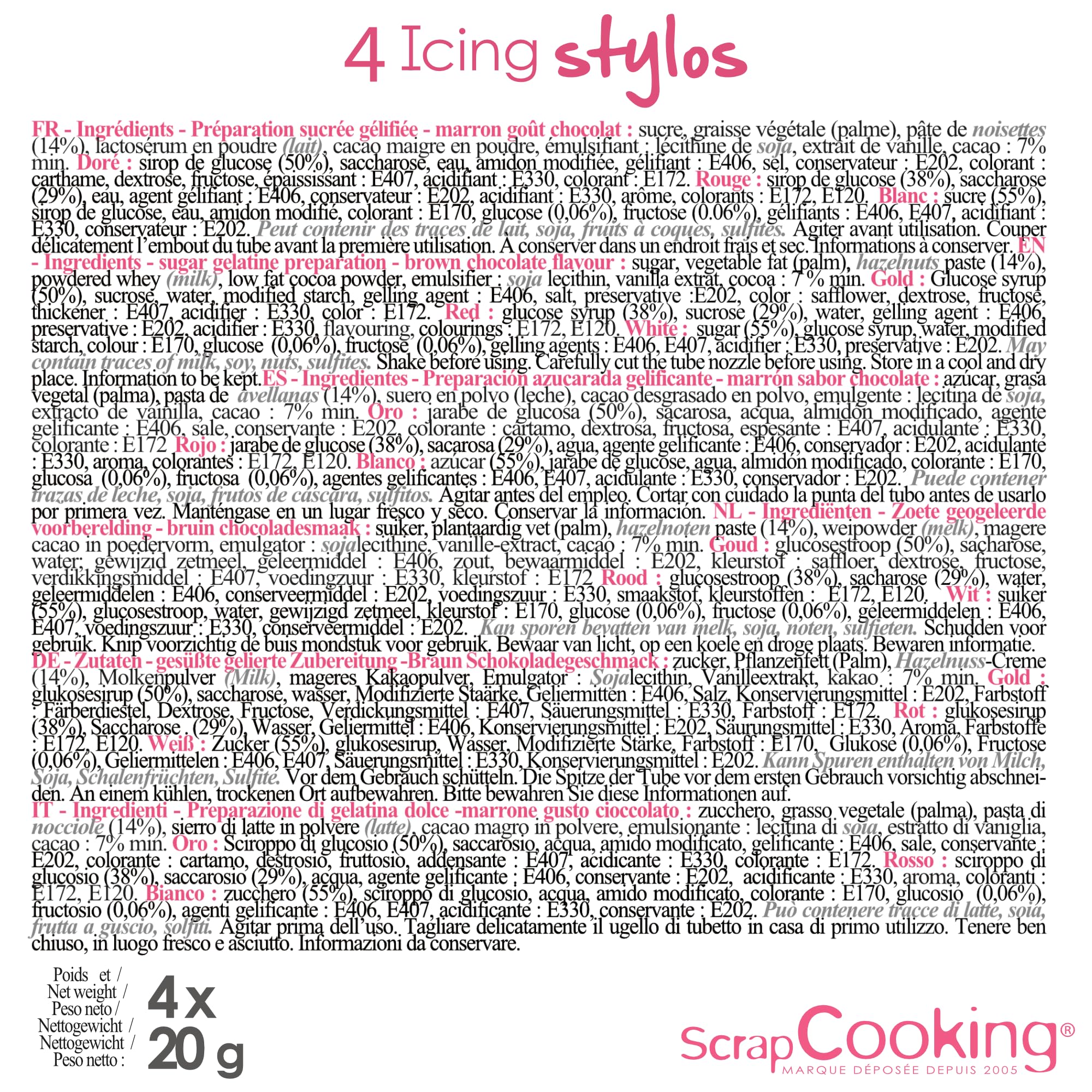 scrapcooking-stylos-icing-x4-or-choco-blanc-rouge-comestible image 3