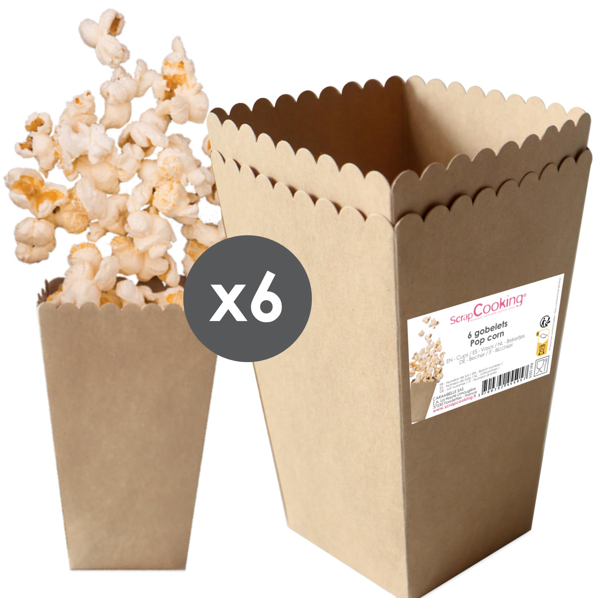 scrapcooking-d-corations-6-gobelets-pop-corn-kraft-5505 image 1
