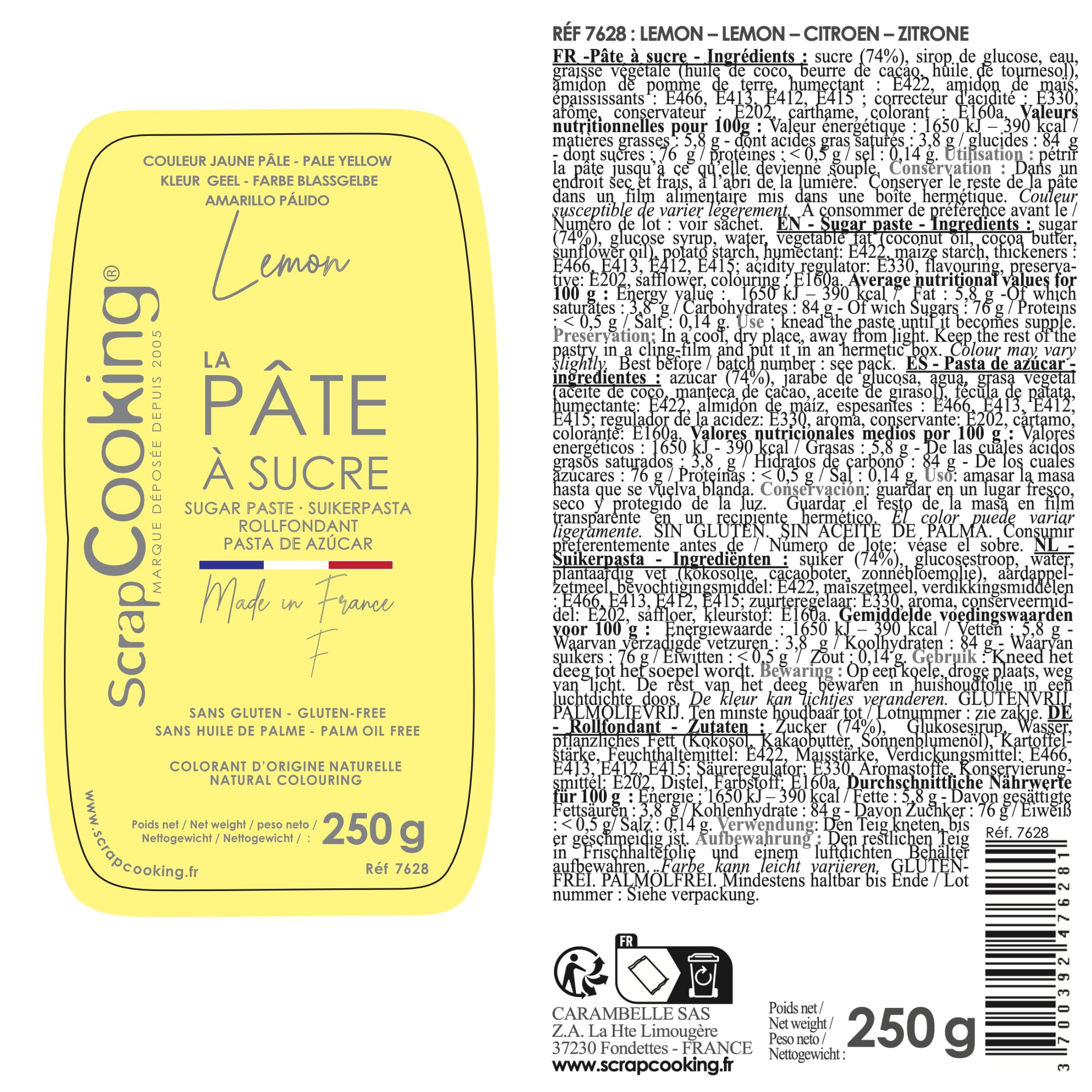 scrapcooking-p-tes-sucre-lemon-jaune-250-g-7628 image 2