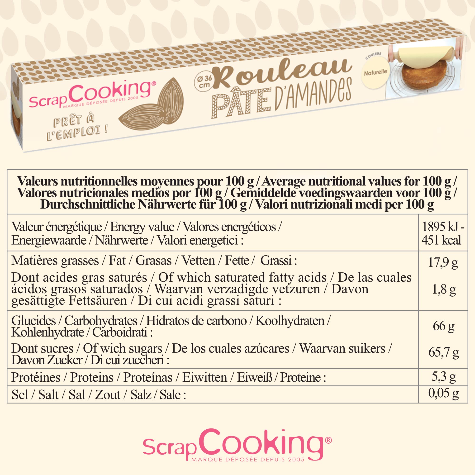 scrapcooking-p-tes-sucre-7650-p-te-amandes-naturelle-300-g-36-cm image 2