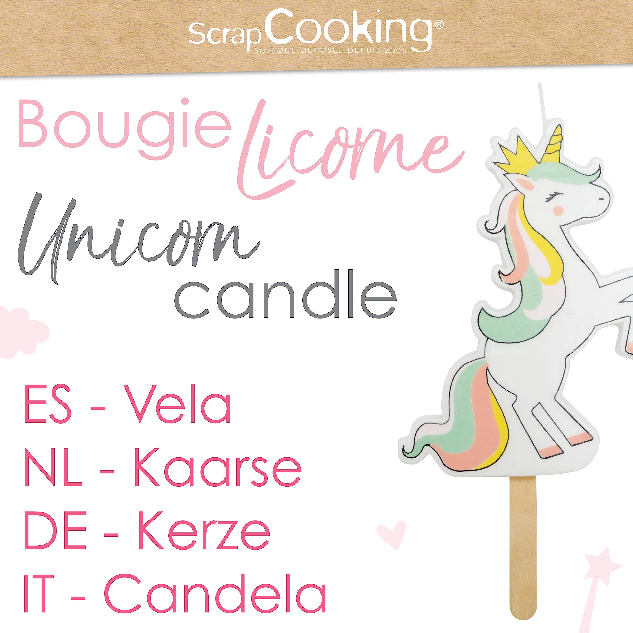 scrapcooking-d-corations-0344-bougie-licorne-xxl-rose image 3