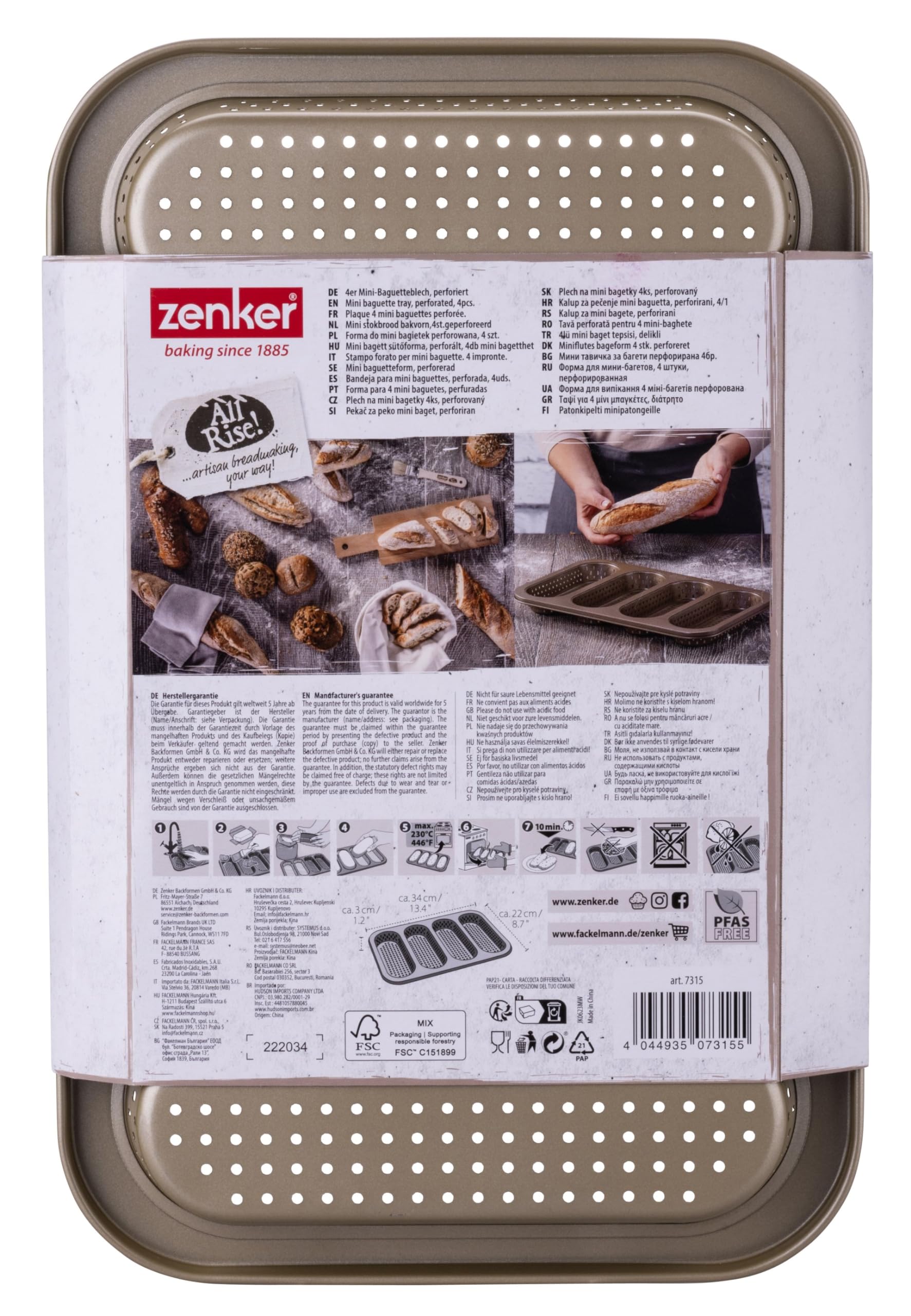 zenker-dein-brot-moule-pain-4-mini-baguettes-acier-dor-33-cm image 4