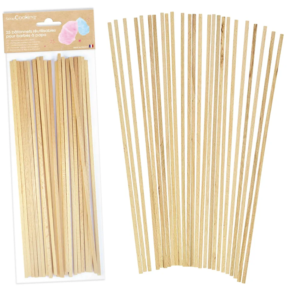 scrapcooking-mat-riel-5187-b-tonnets-bois-barbe-papa-28cm-x25 image 1