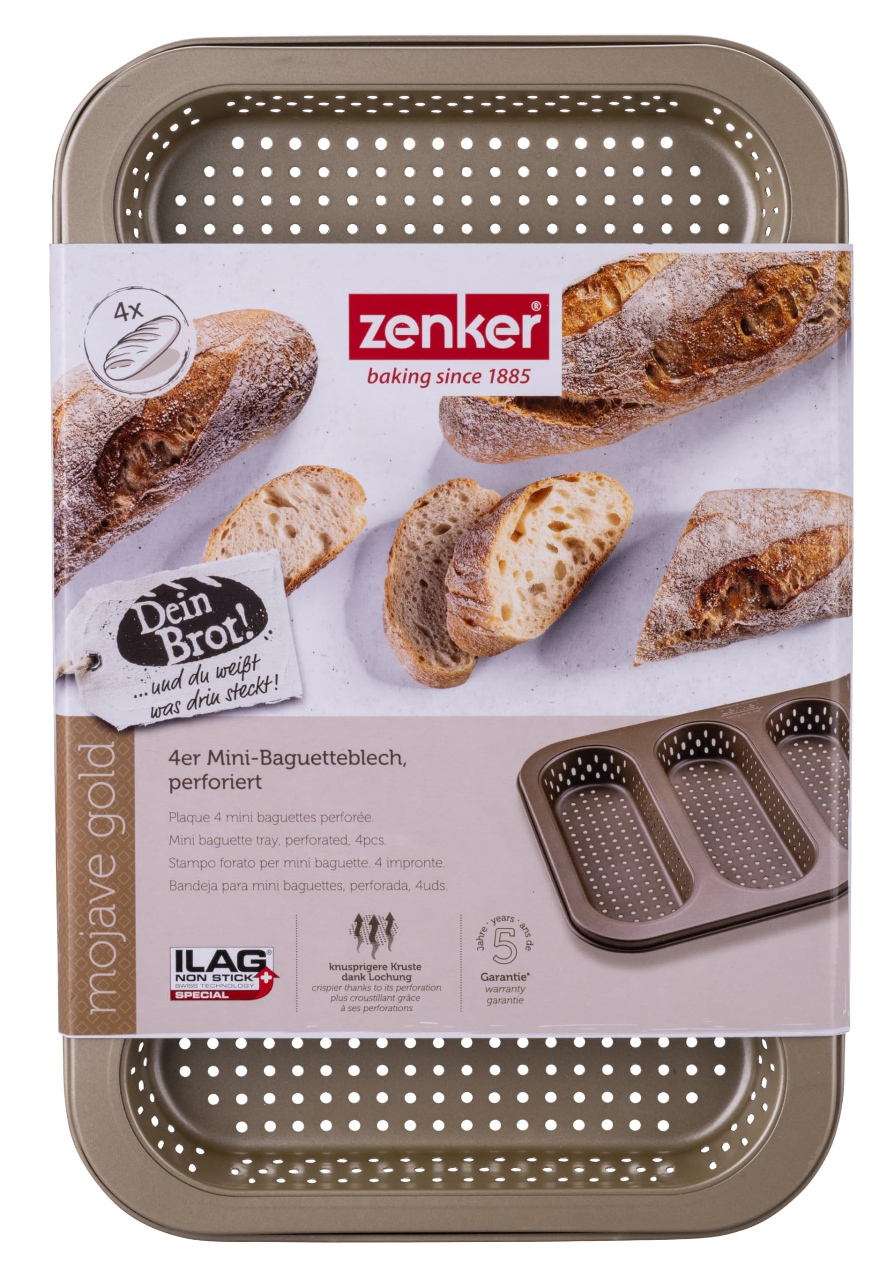 zenker-dein-brot-moule-pain-4-mini-baguettes-acier-dor-33-cm image 3