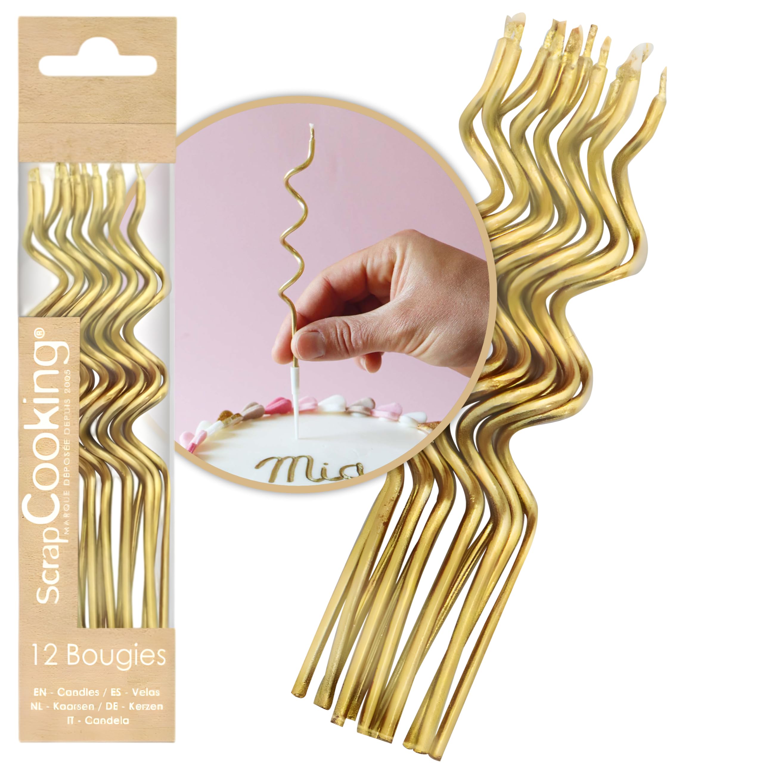 scrapcooking-d-corations-lot-12-bougies-torsad-es-dor-es-15-9-cm image 1