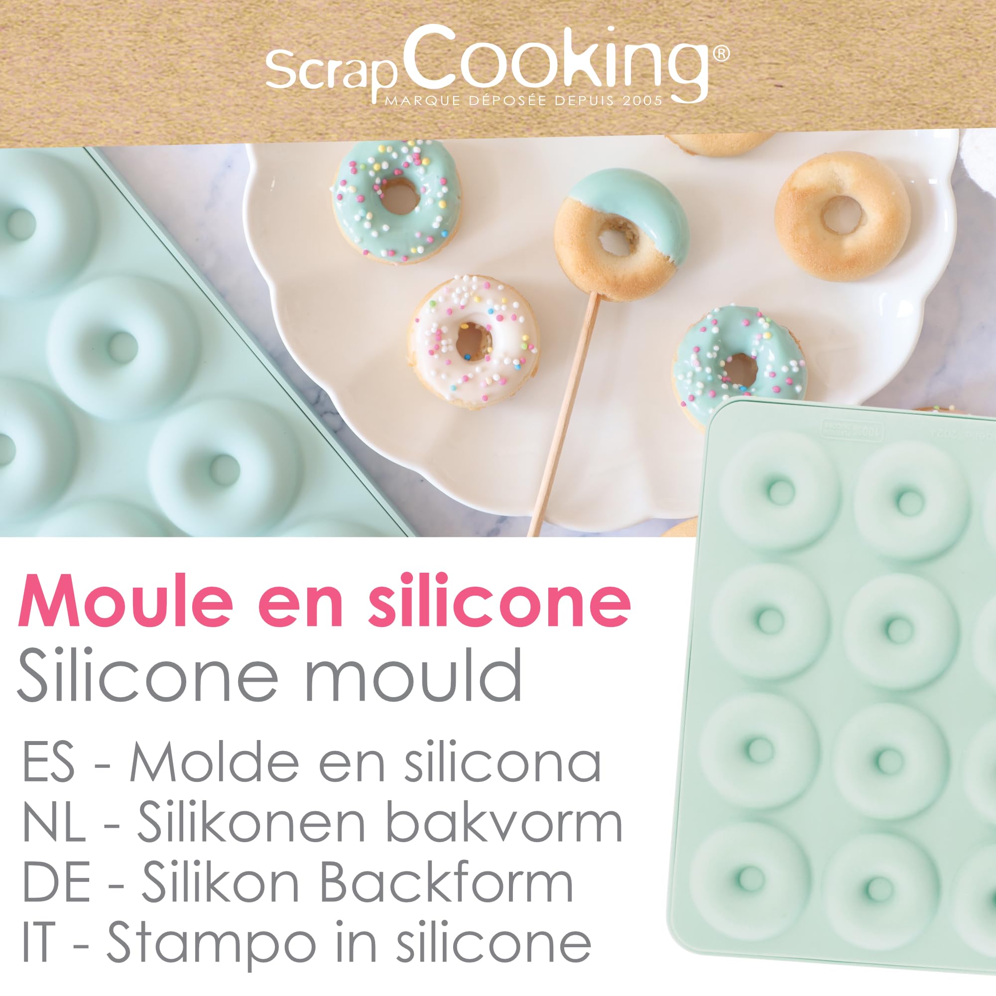 scrapcooking-moules-mini-donuts-silicone-3188-vert-d-eau image 2