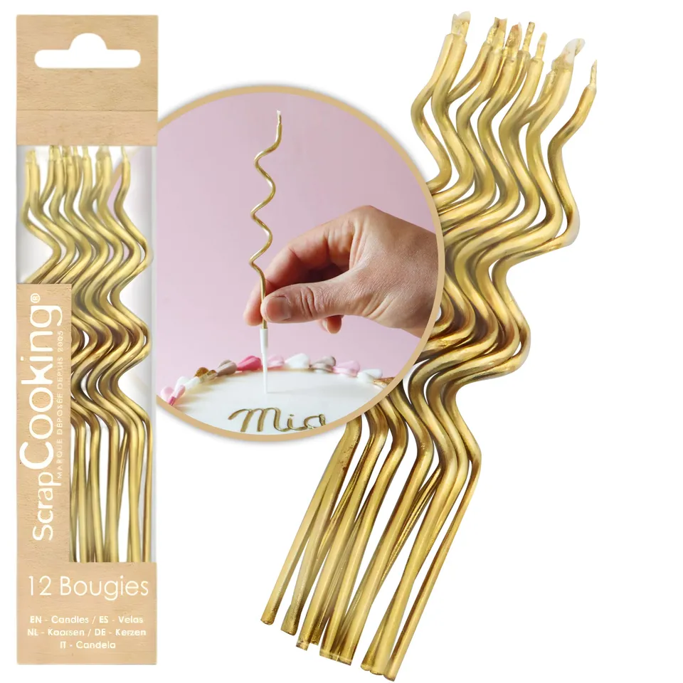 scrapcooking-d-corations-lot-12-bougies-torsad-es-dor-es-15-9-cm image 1