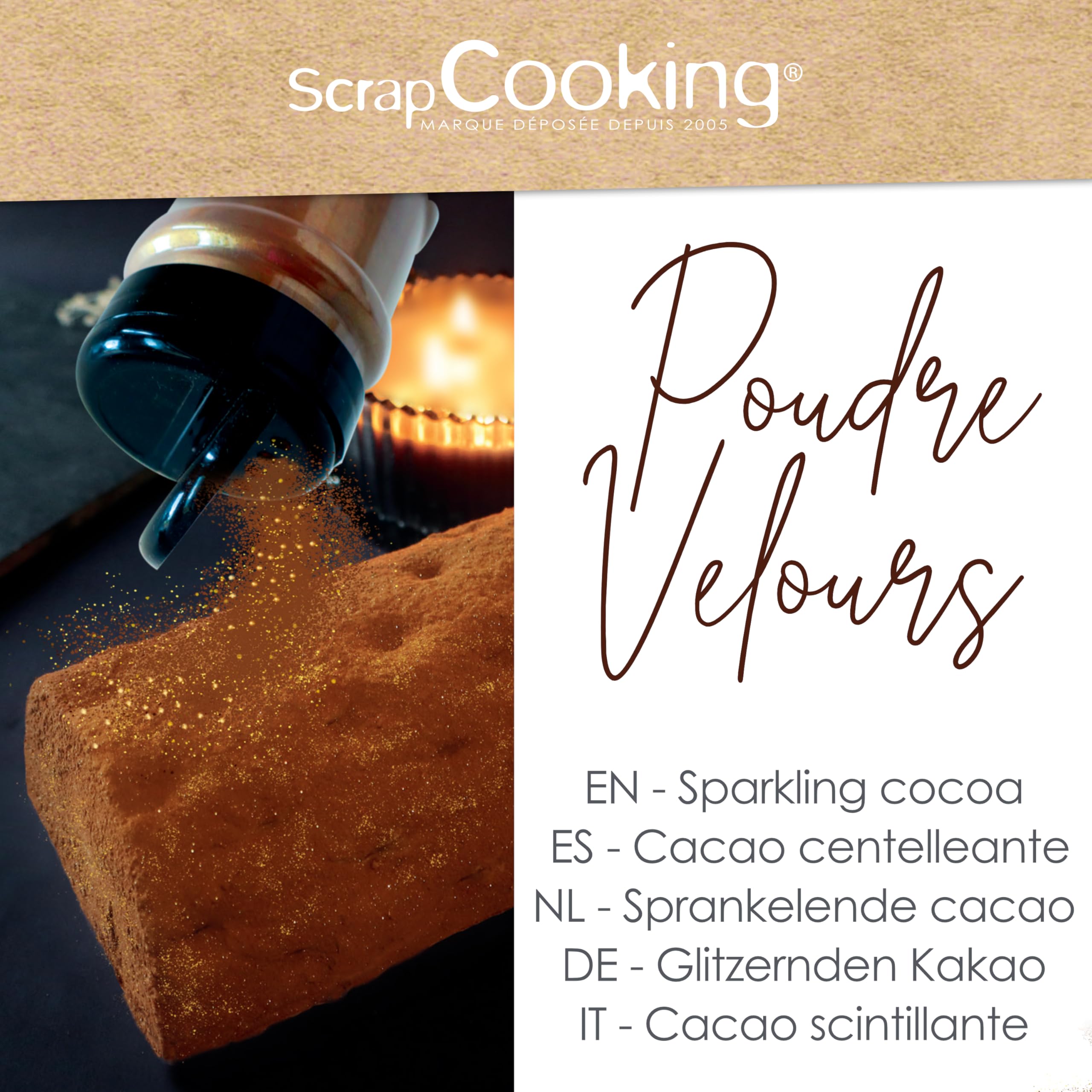 scrapcooking-d-corations-poudre-velours-cacao-scintillant-80g image 3