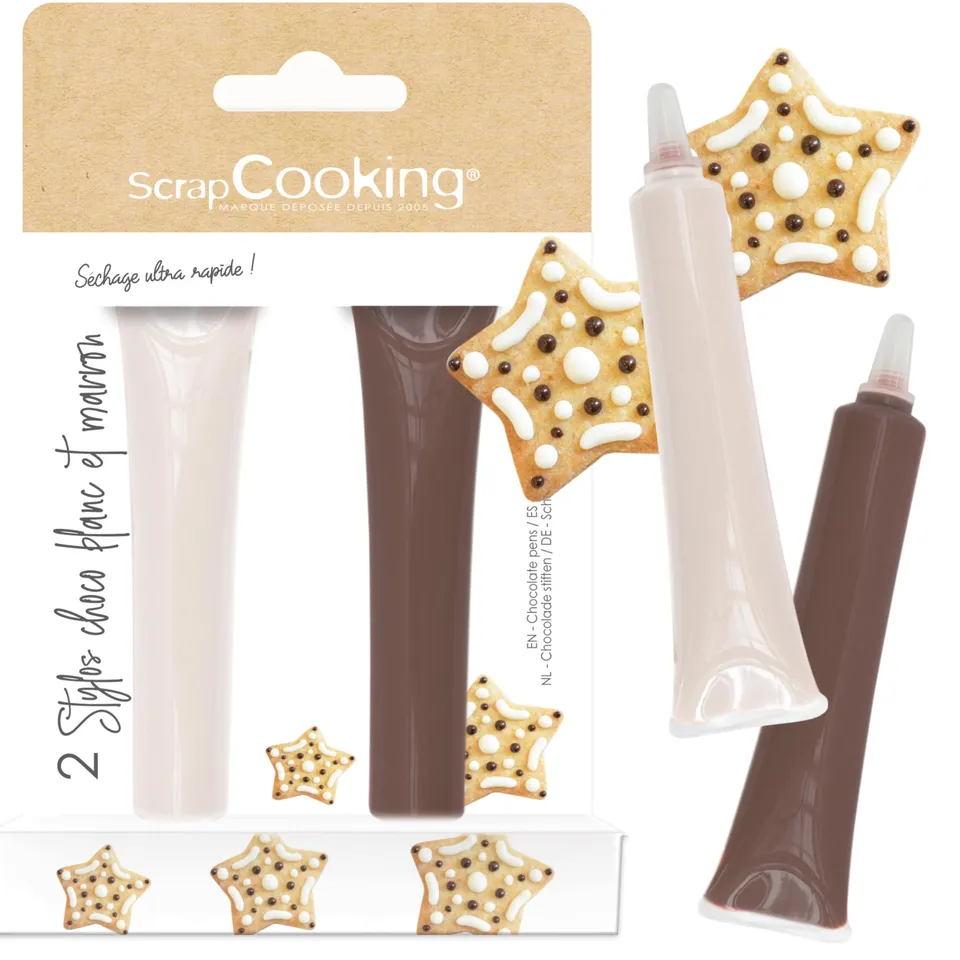 scrapcooking-d-corations-2-stylos-choco-marron-blanc-2x25g image 1