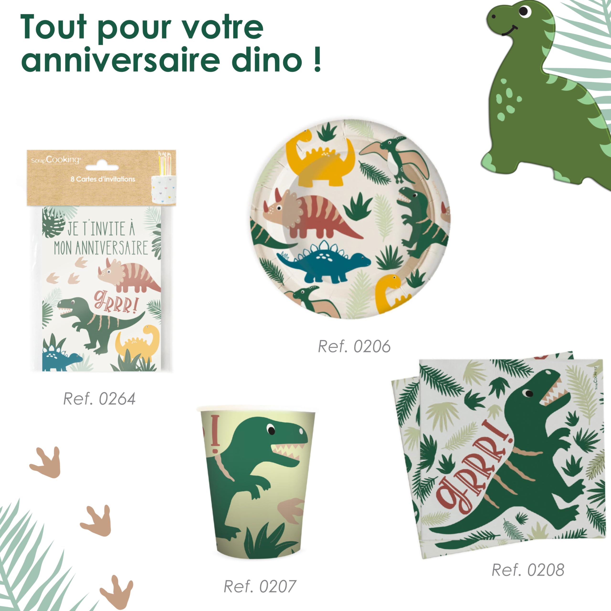 scrapcooking-d-corations-8-cartes-invitation-dinosaure-vert image 6