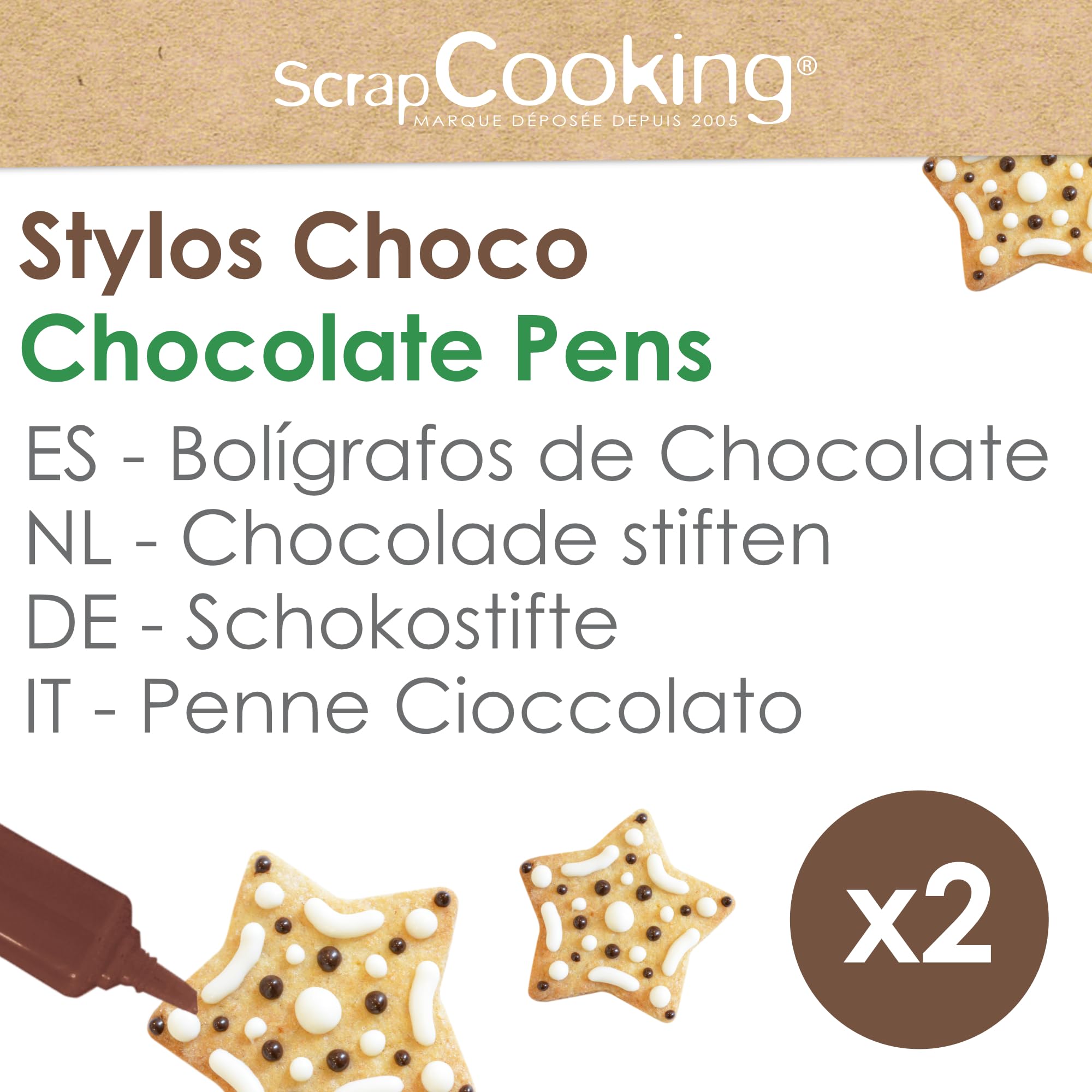 scrapcooking-d-corations-2-stylos-choco-marron-blanc-2x25g image 3