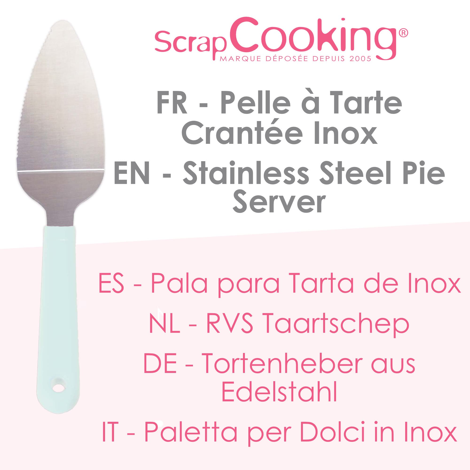 scrapcooking-5184-pelle-tarte-crant-e-inox-vert-d-eau image 2