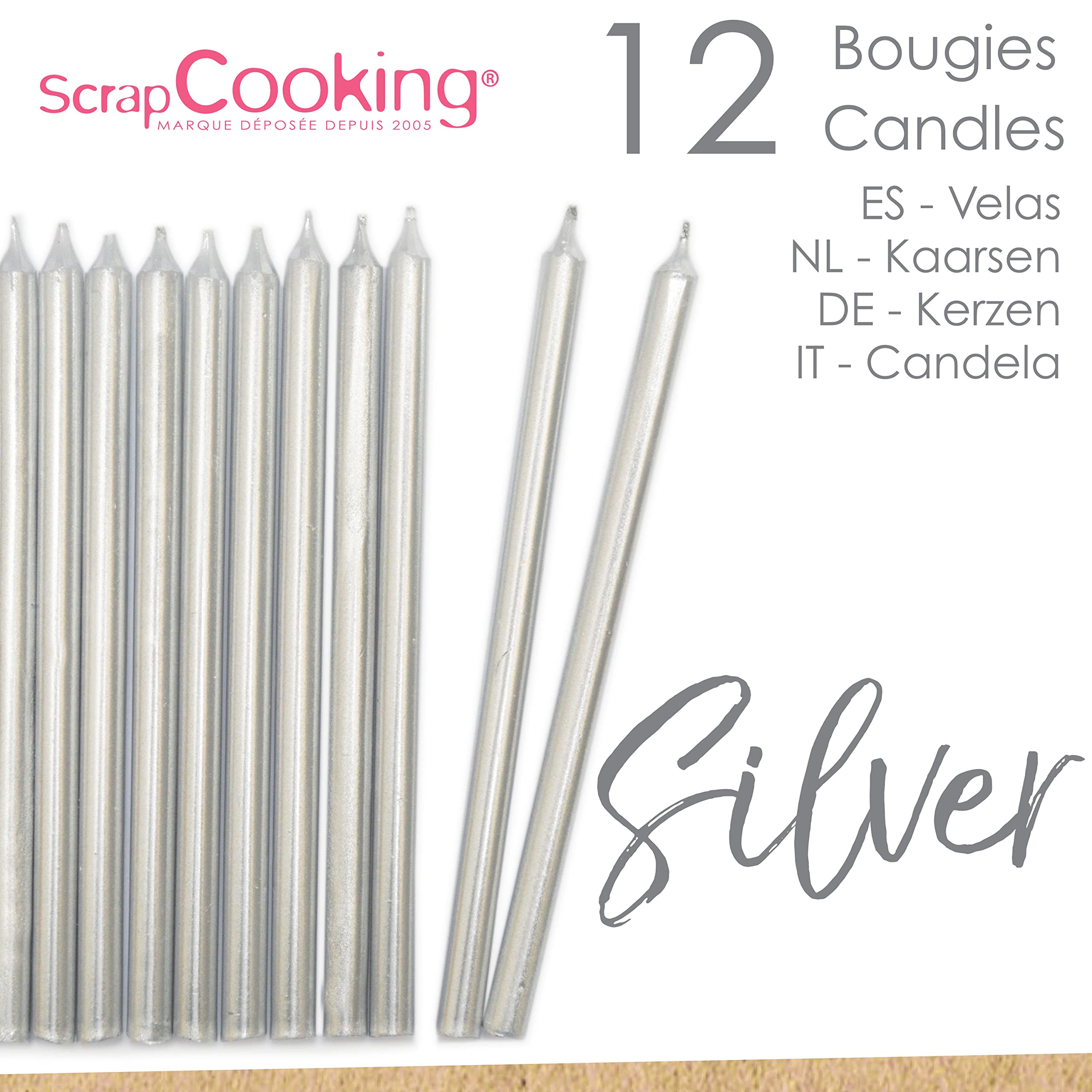 scrapcooking-d-corations-0349-bougies-longues-argent-es-x12 image 2