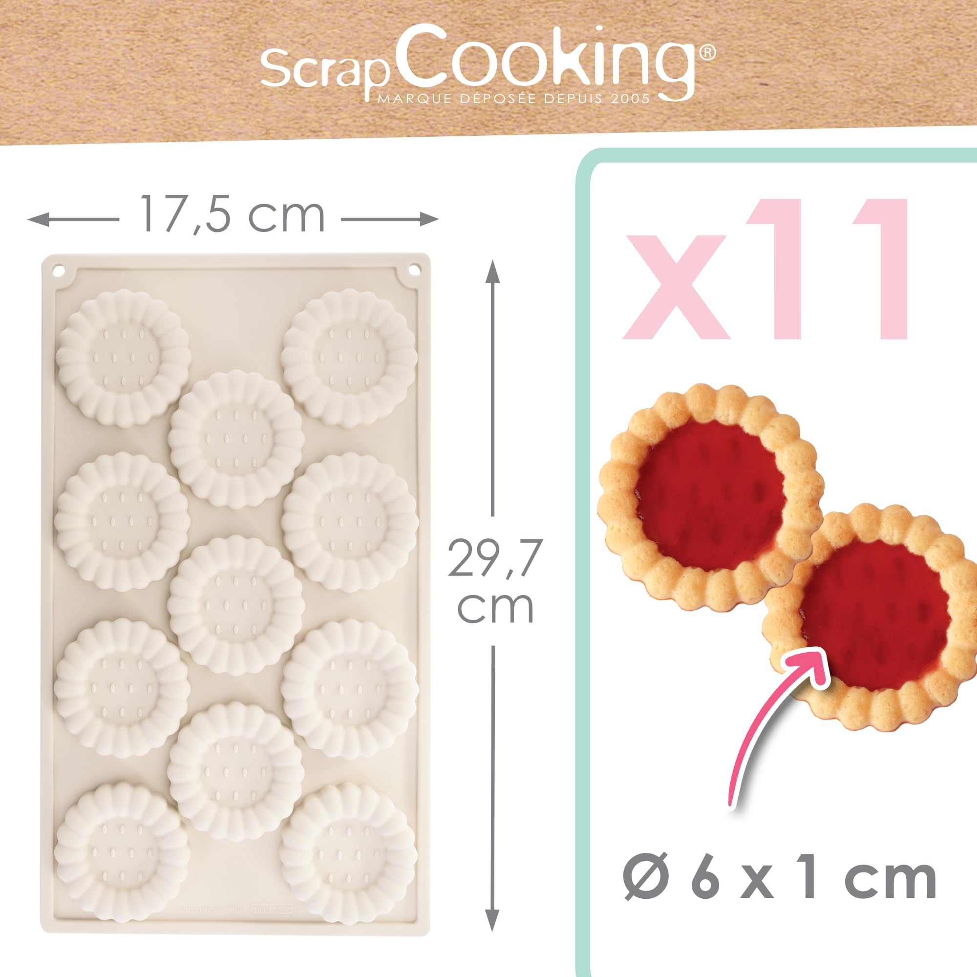 scrapcooking-moules-3183-moule-silicone-11-tartelettes-beige image 3