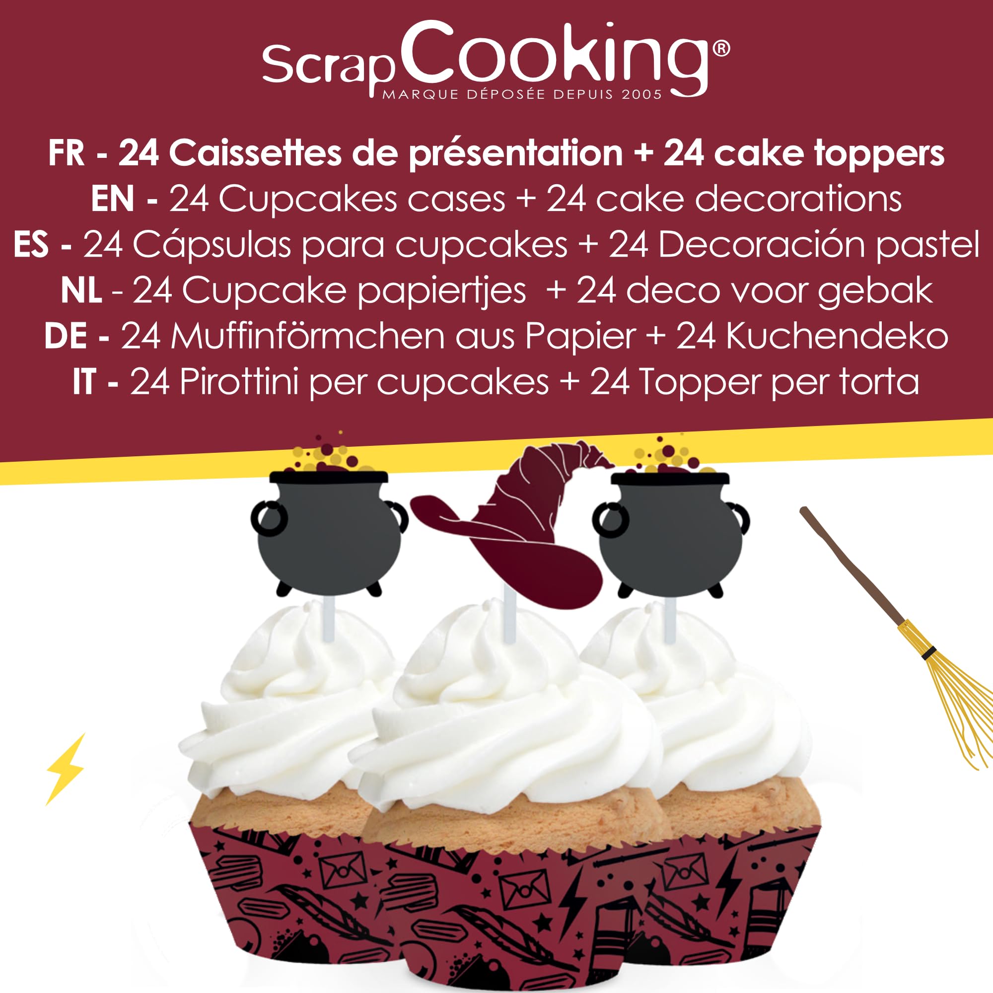 scrapcooking-d-corations-set-24-caissettes-toppers-cupcakes-sorcier image 2