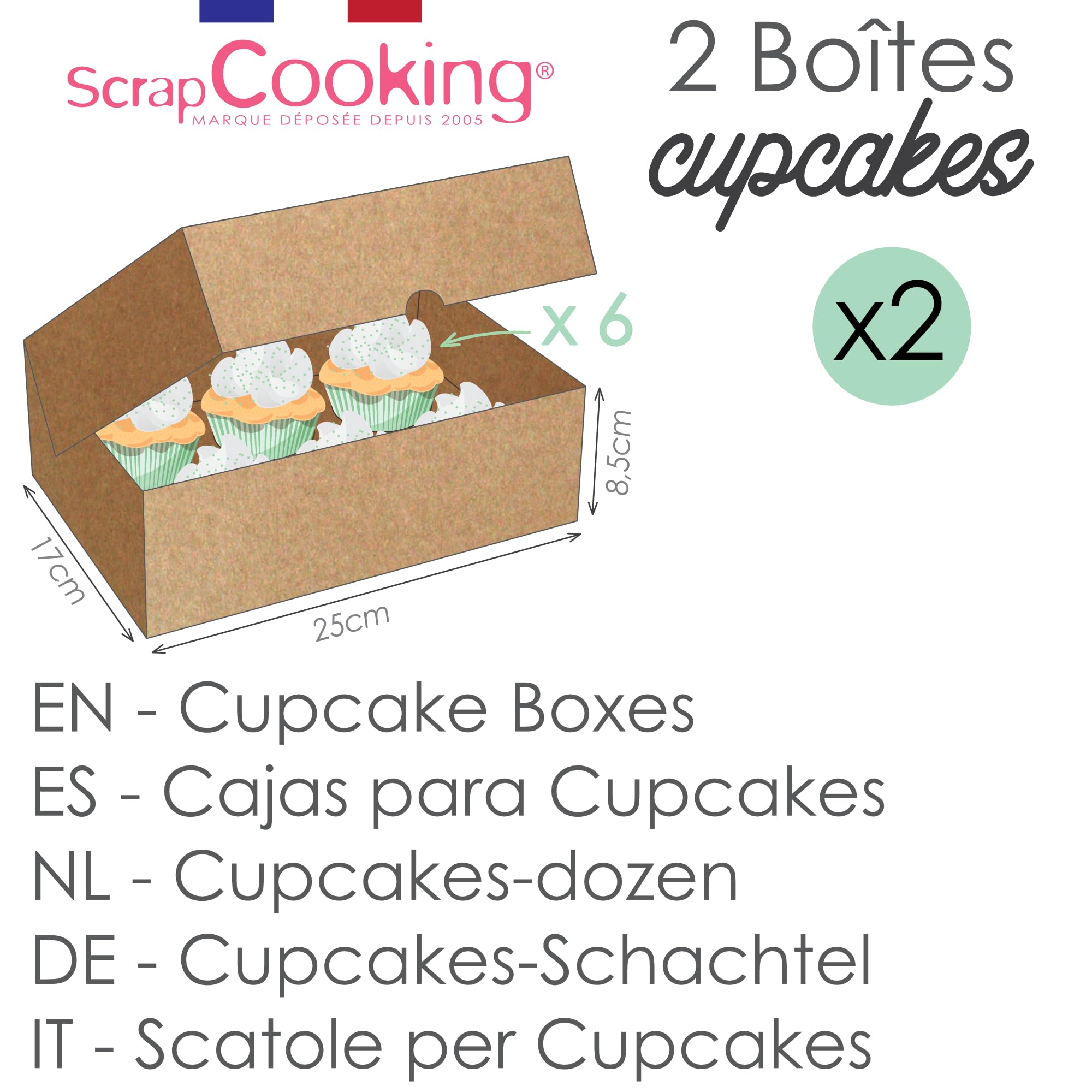 scrapcooking-5502-lot-2-bo-tes-cupcakes-kraft-6-places image 2