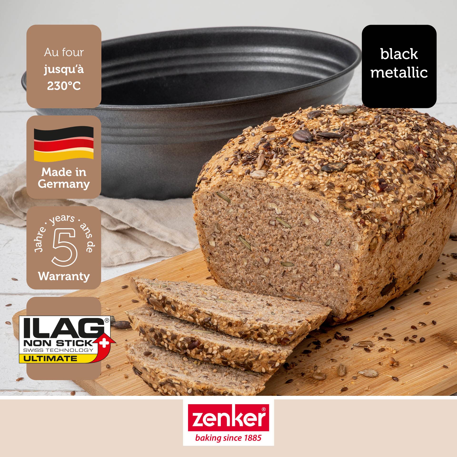 zenker-dein-brot-6520-moule-pain-ovale-noir-26-cm-acier image 3