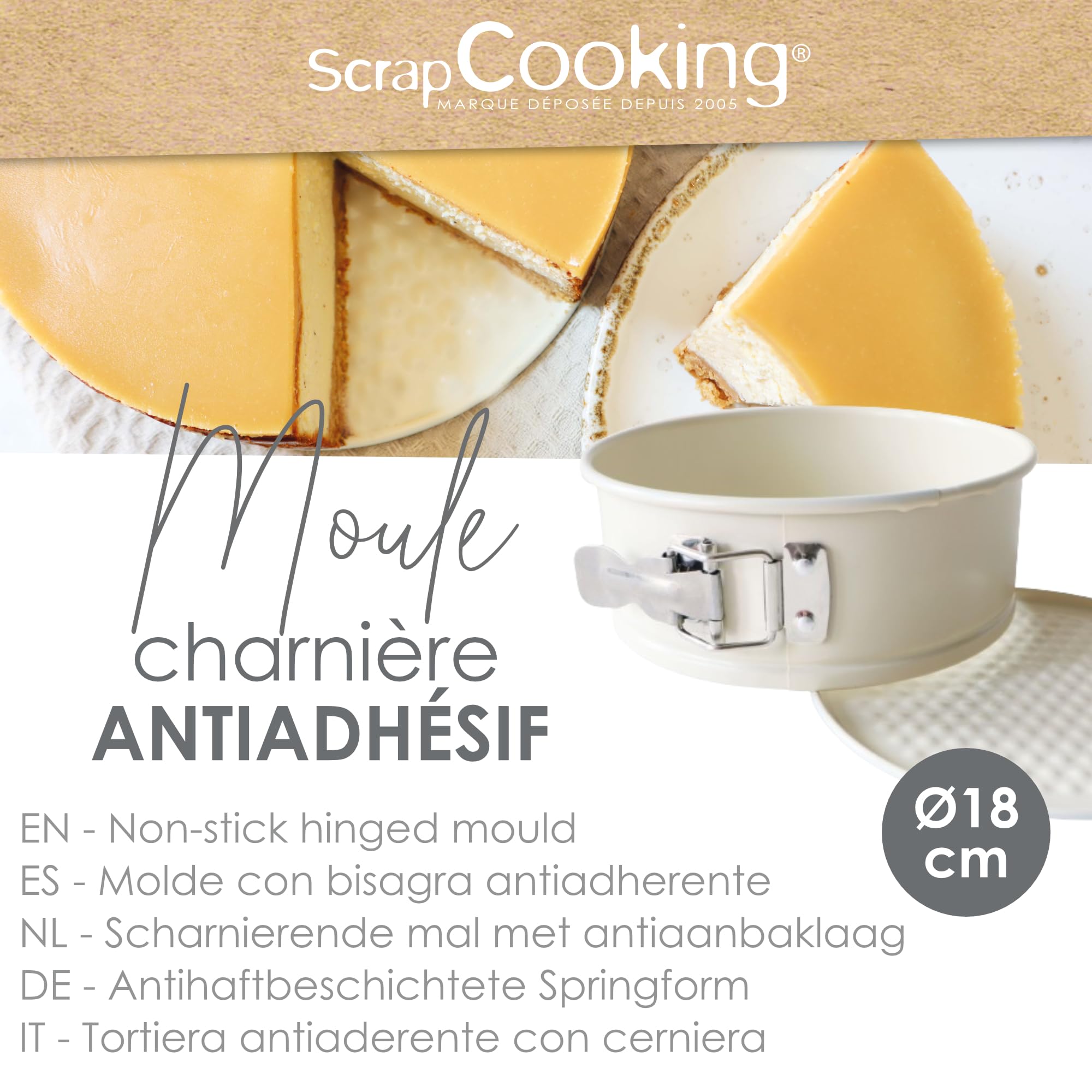 scrapcooking-1295-moule-charni-re-rond-18-cm-beige-antiadh-sif image 2