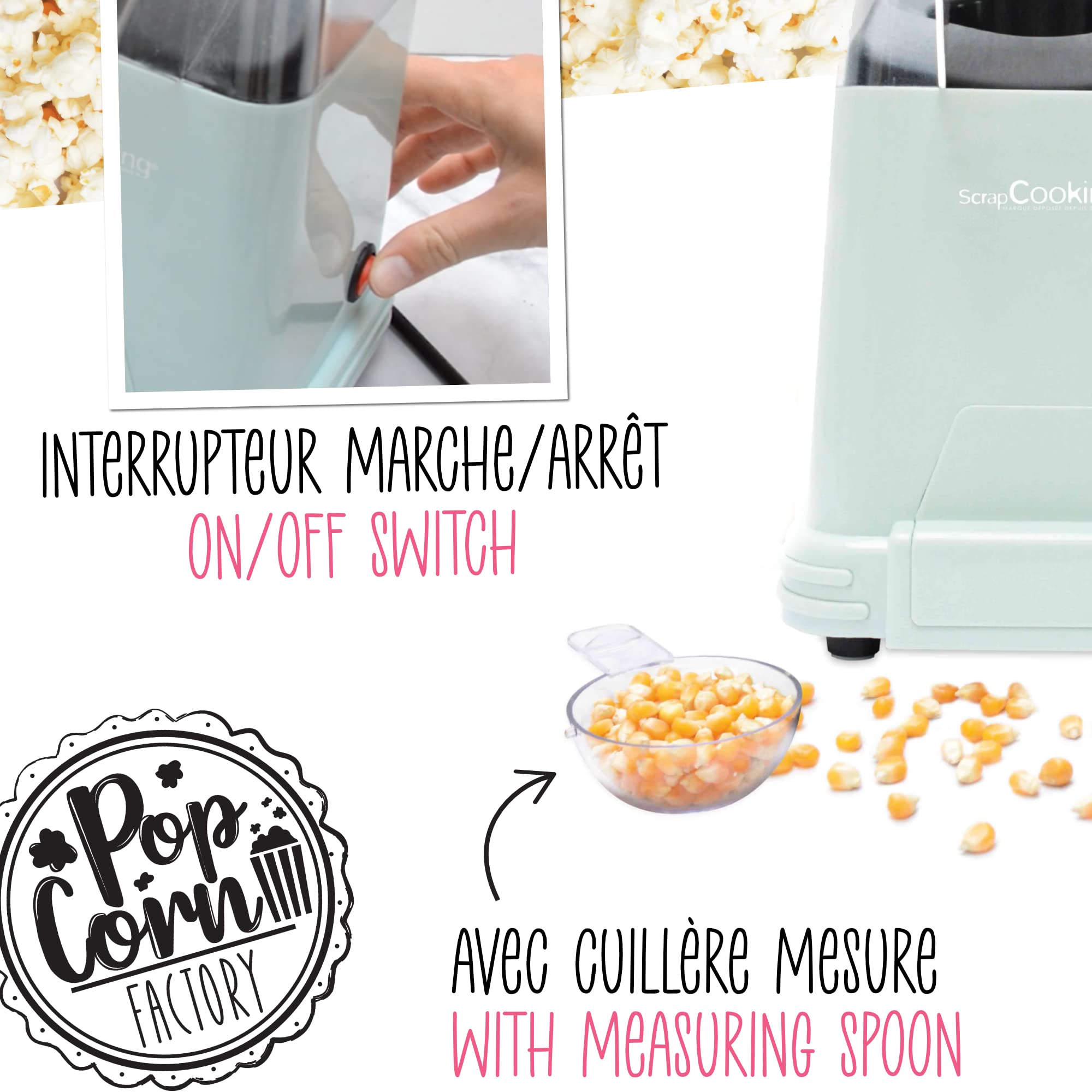 scrapcooking-pop-corn-factory-machine-popcorn-1100w-verte image 4
