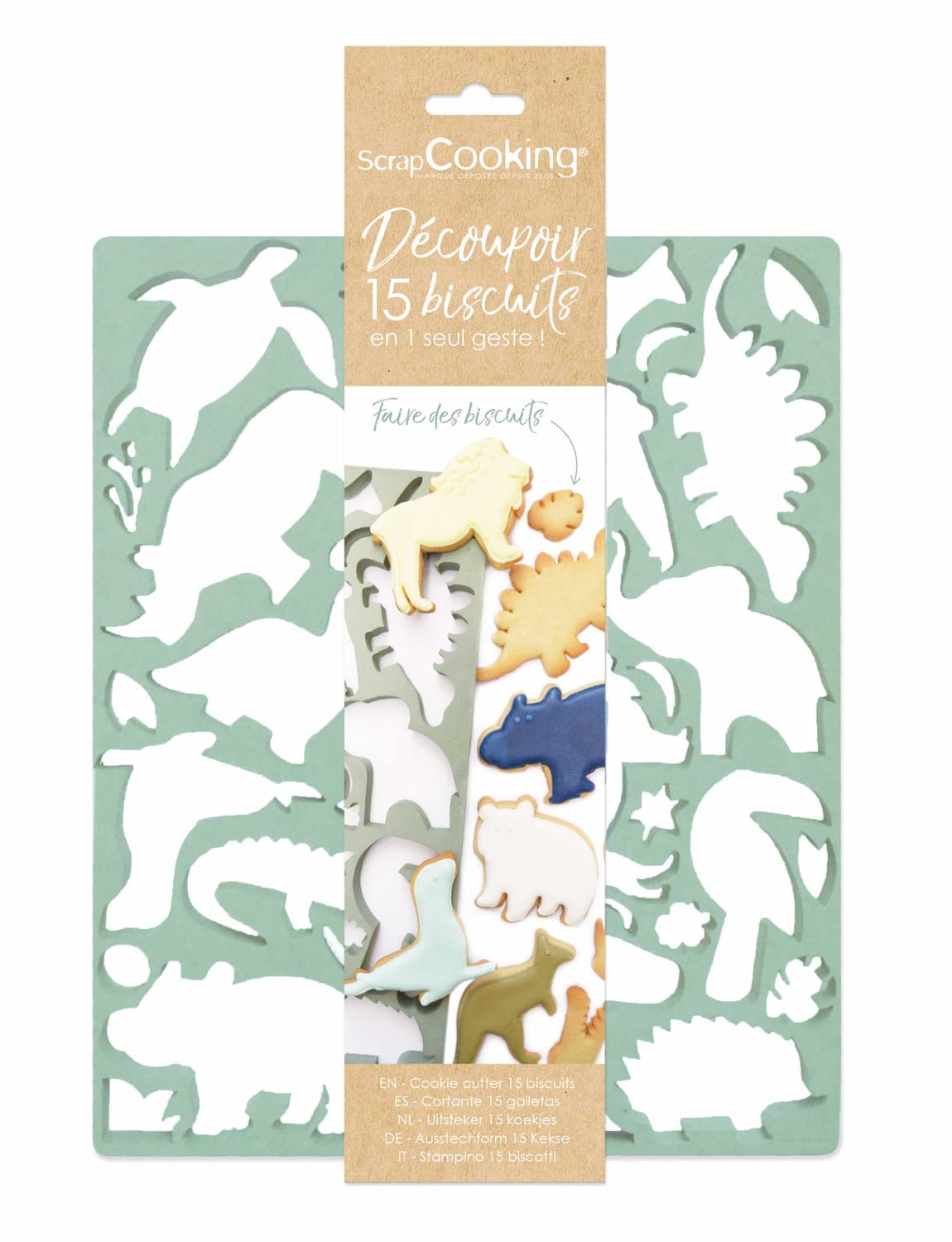 scrapcooking-moules-plaque-d-coupoir-biscuits-animaux-x15-vert image 1