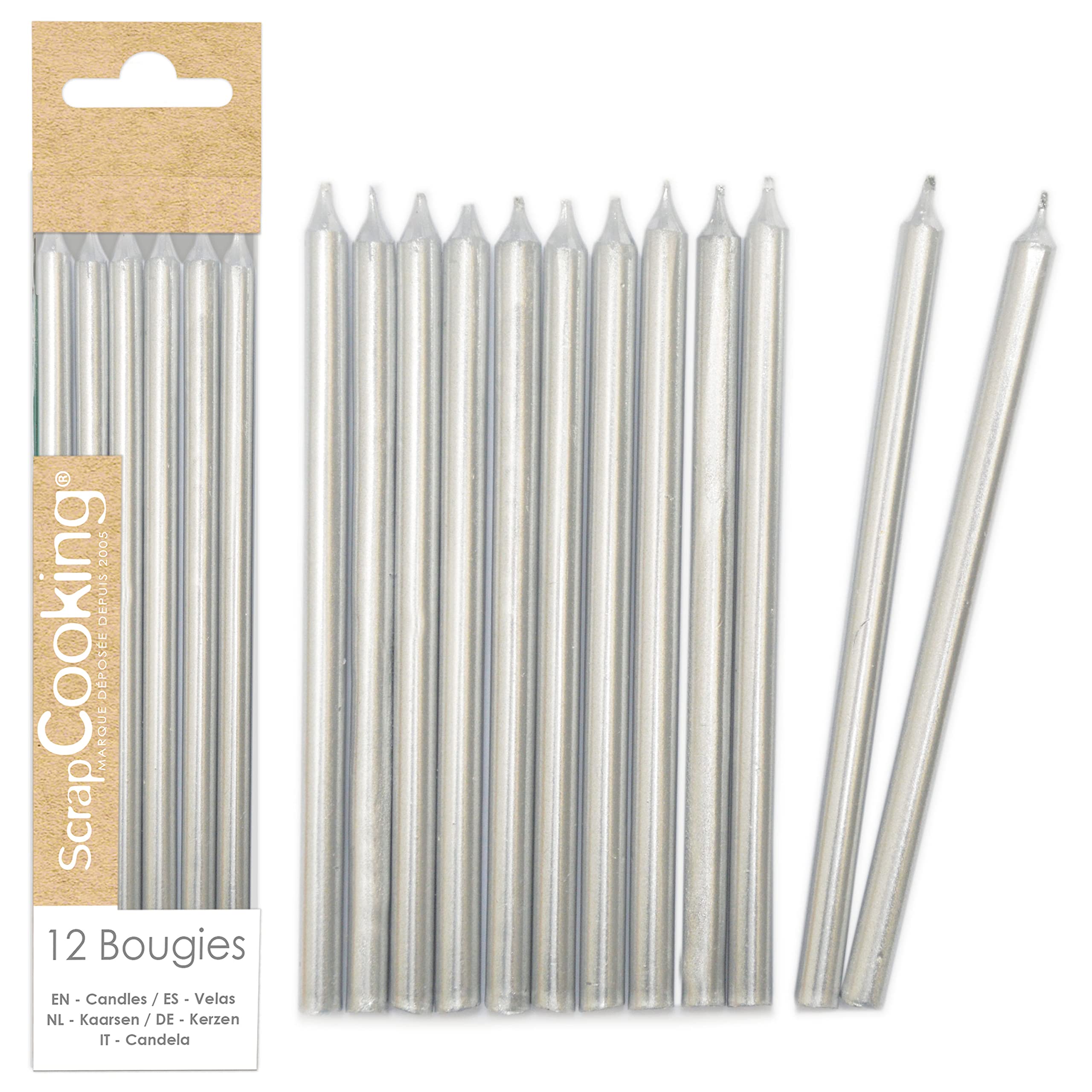 scrapcooking-d-corations-0349-bougies-longues-argent-es-x12 image 1