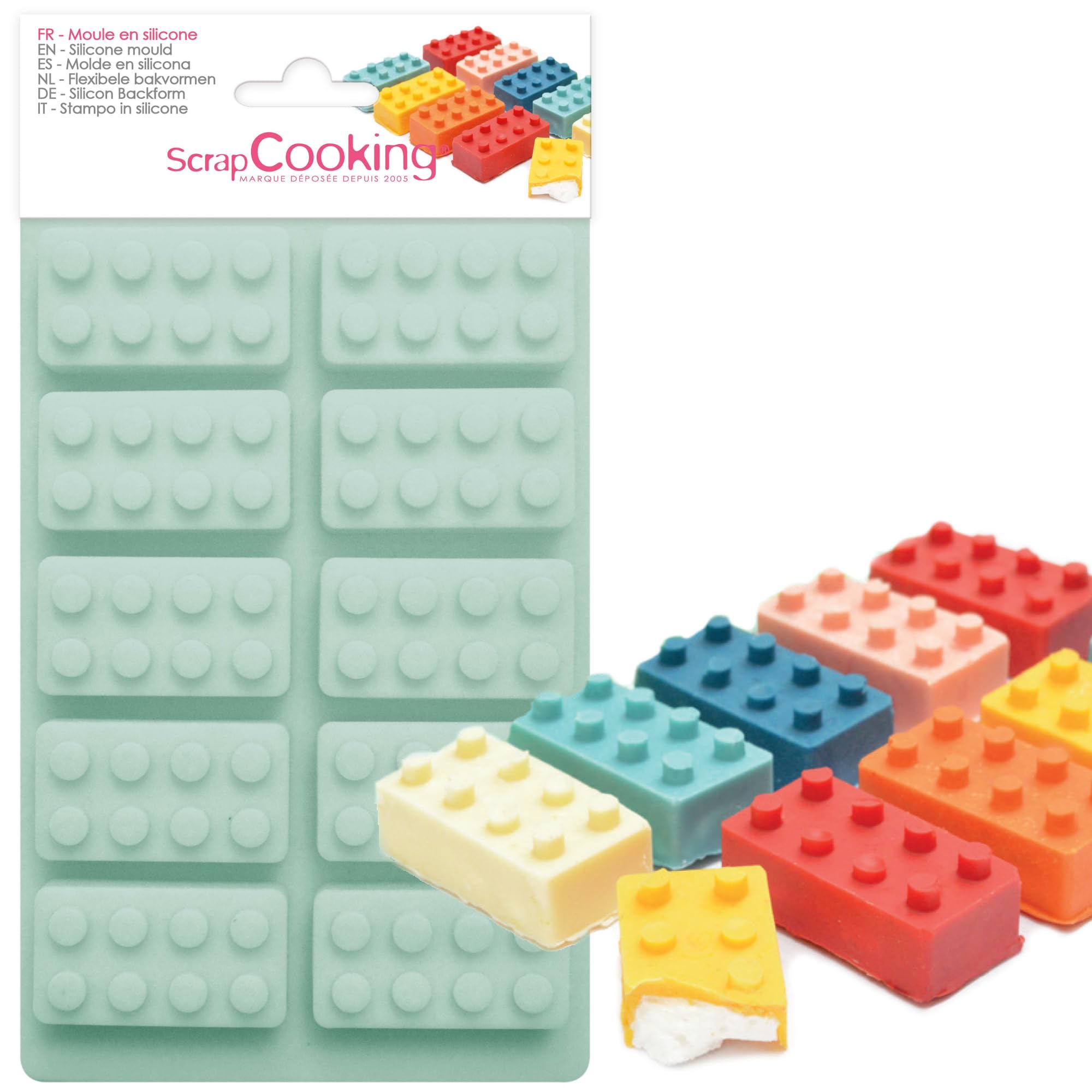 scrapcooking-moules-6729-moule-silicone-briques-vert-d-eau image 1