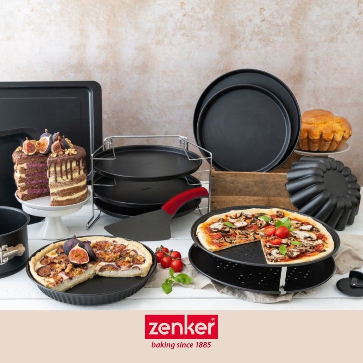 zenker-black-metallic-set-2-plaques-pizza-perfor-e-32-cm-roulette image 8