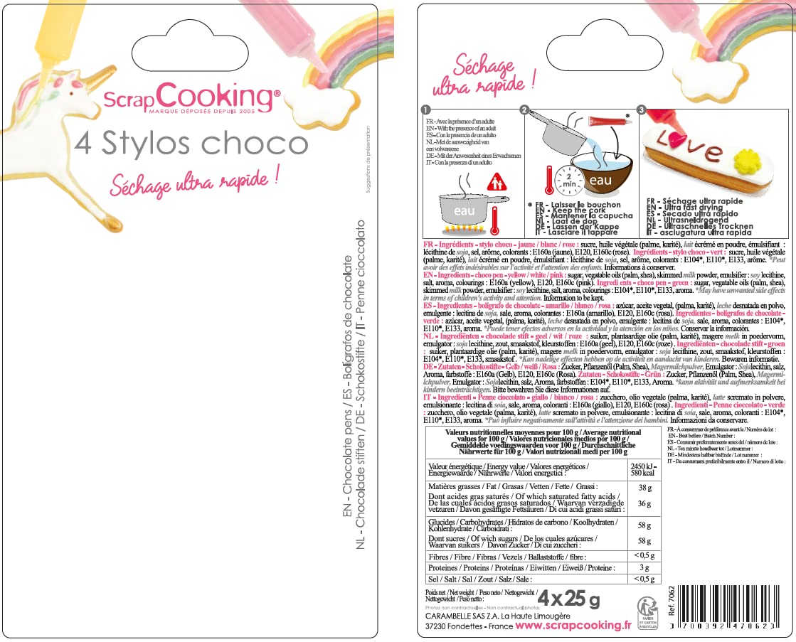 scrap-cooking-d-corations-stylos-go-t-choco-4x25g-rose-vert image 2
