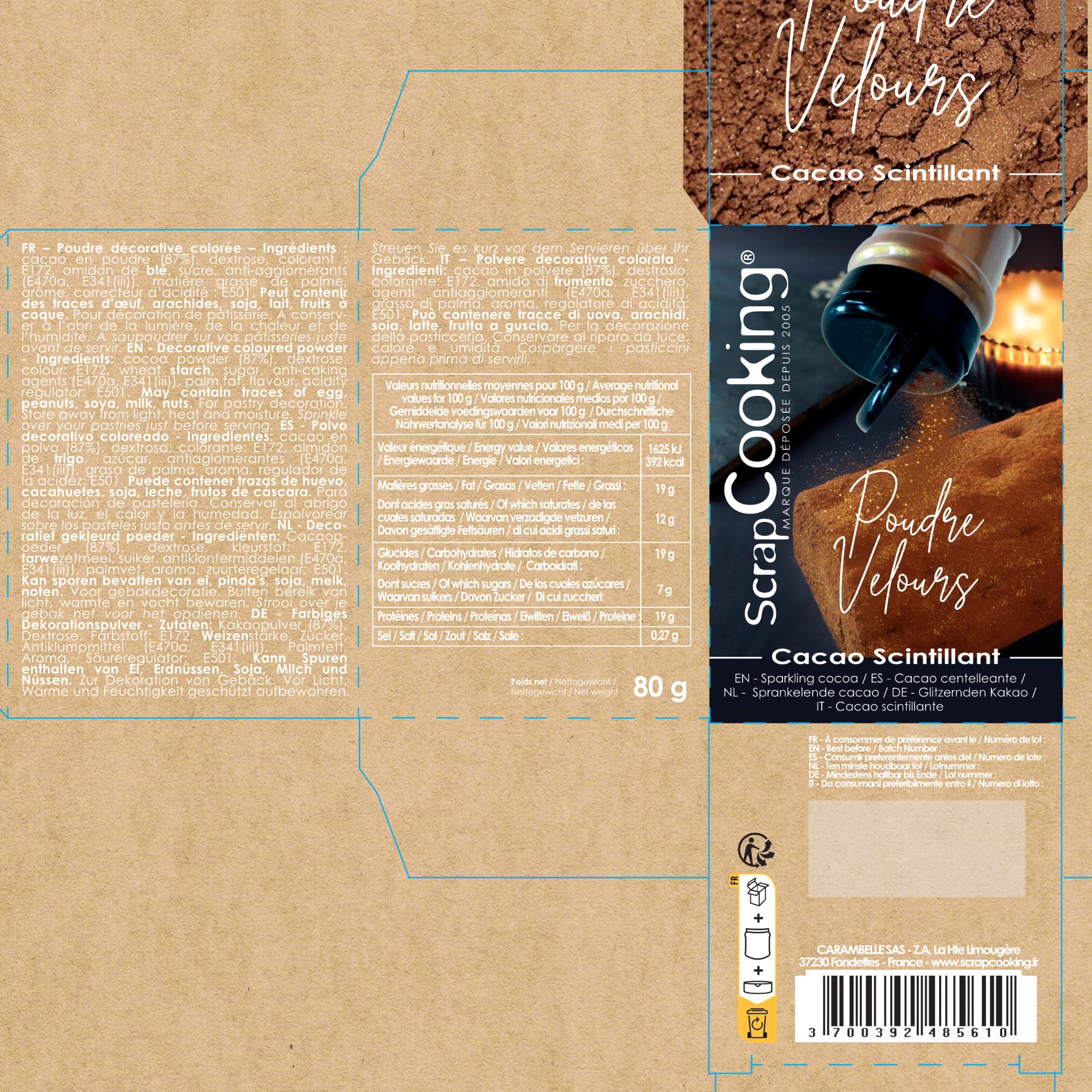 scrapcooking-d-corations-poudre-velours-cacao-scintillant-80g image 2