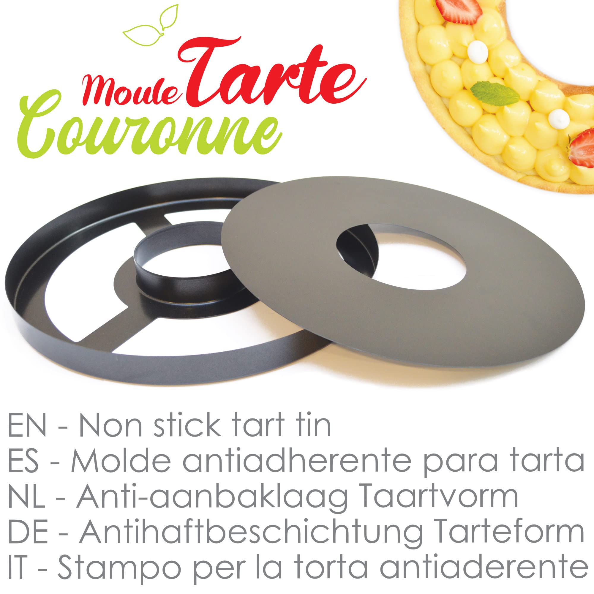 scrap-cooking-moules-moule-tarte-couronne-30-cm-noir-antiadh-sif image 2