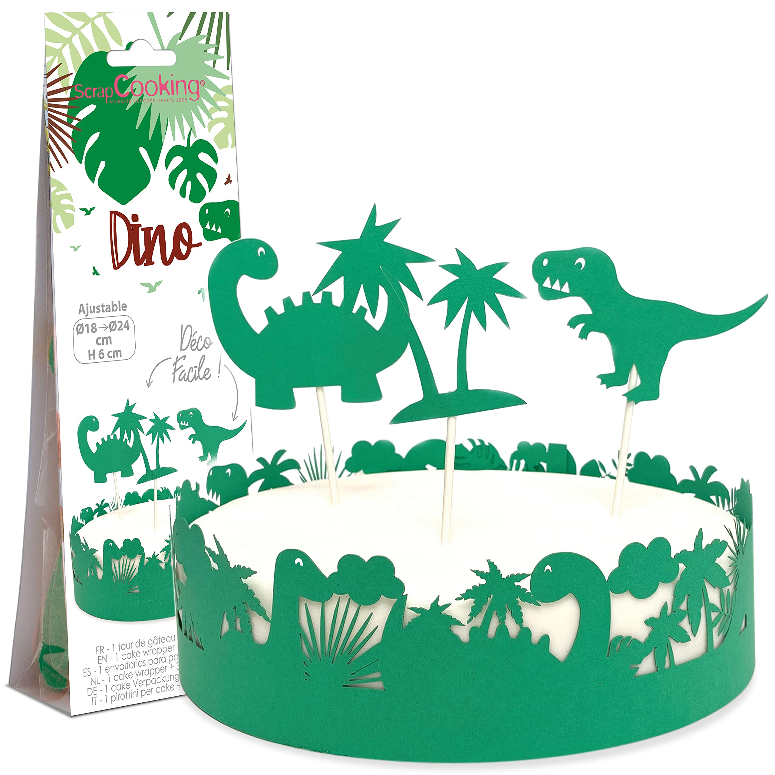 scrap-cooking-d-corations-kit-g-teau-dino-vert-18-24-cm image 1