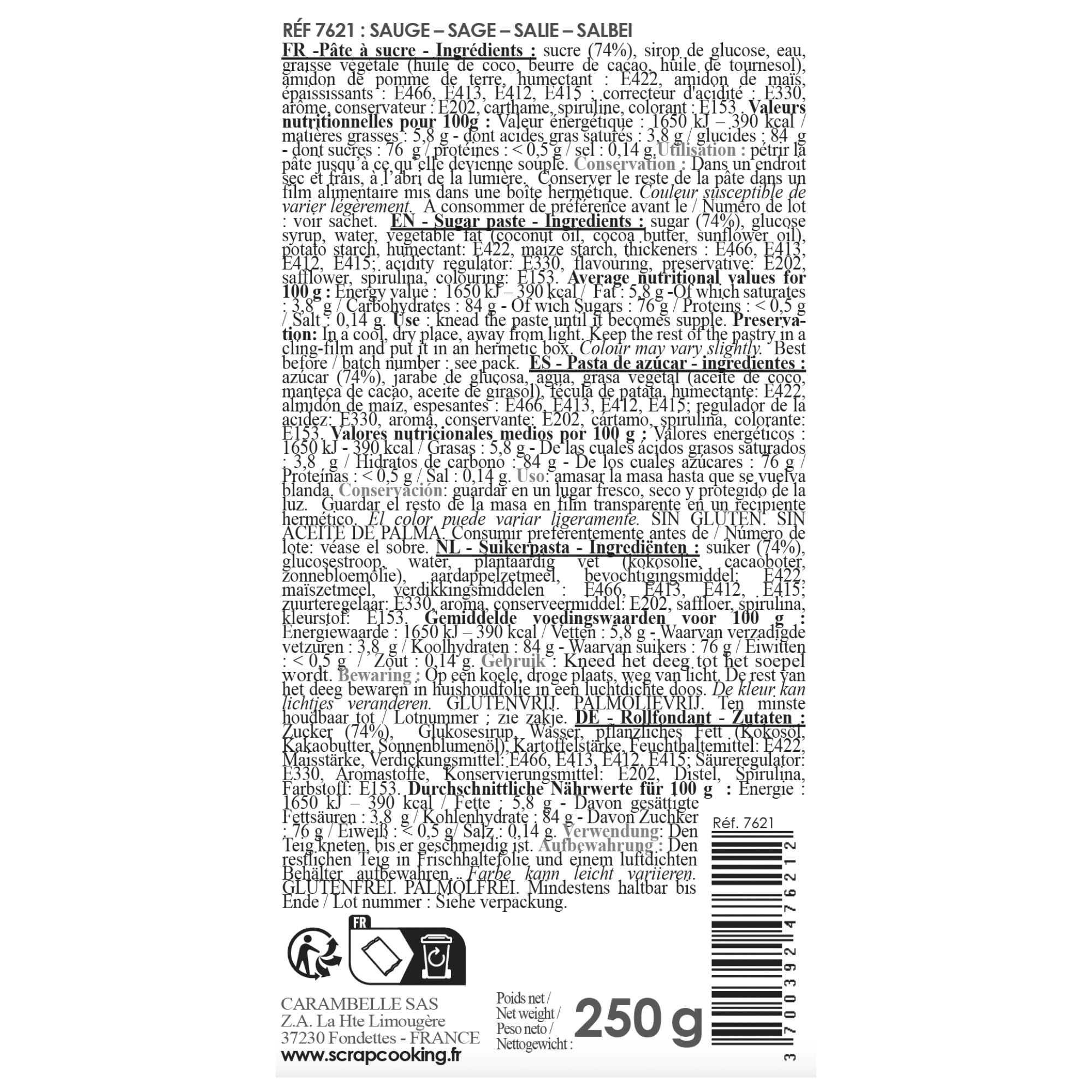 scrapcooking-p-tes-sucre-7621-vert-sauge-250-g-naturel image 2