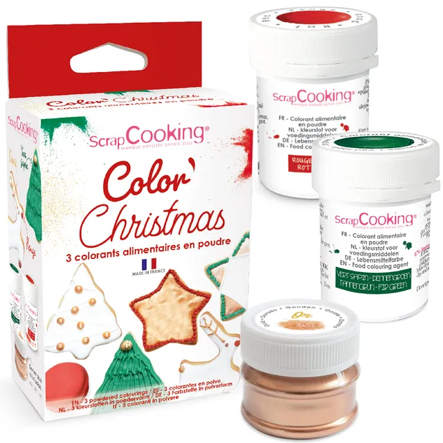 scrapcooking-4018-colorants-poudre-no-l-rouge-vert-dor-x3 image 1