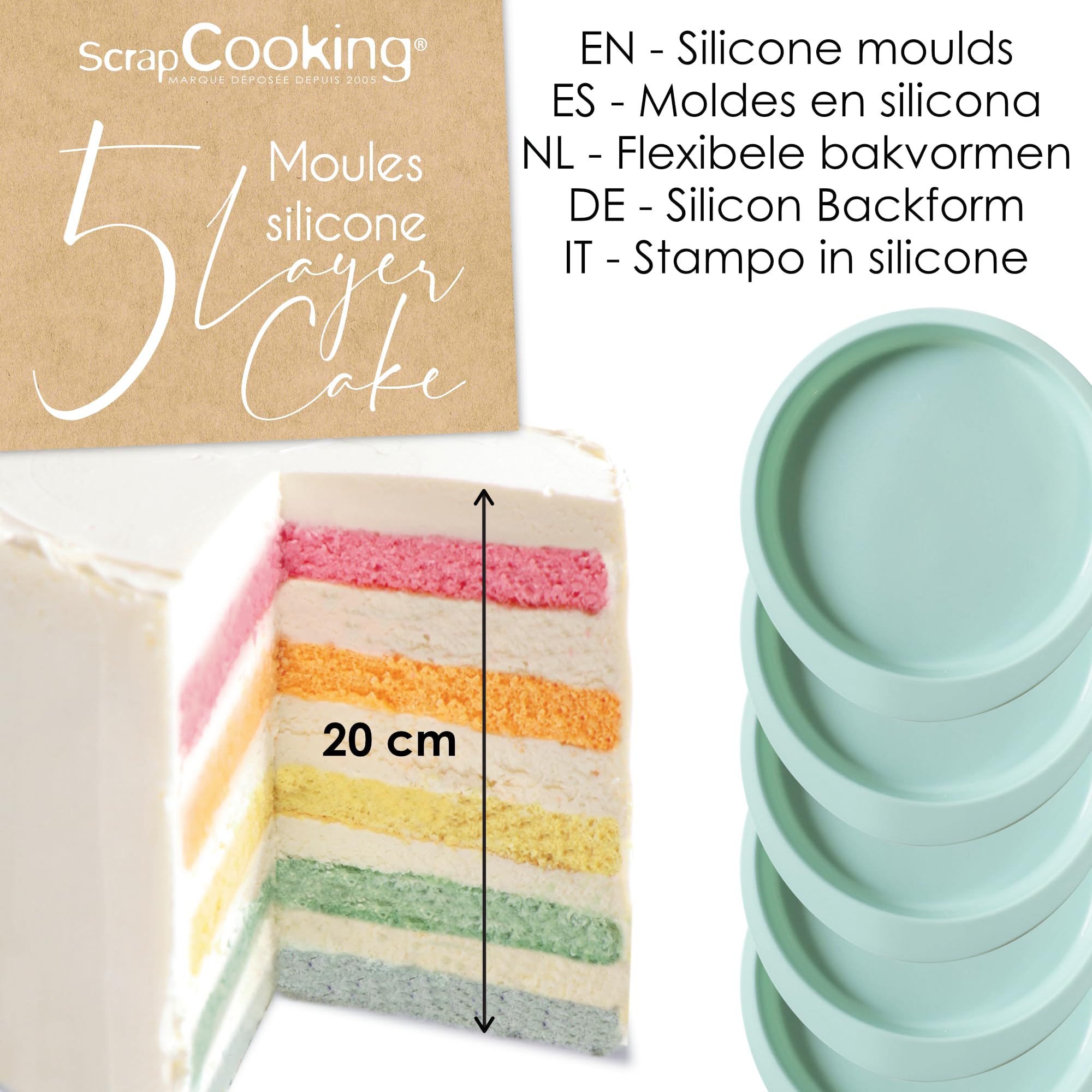 scrapcooking-moules-2065-layer-cake-silicone-15-5-cm-lot-5 image 2