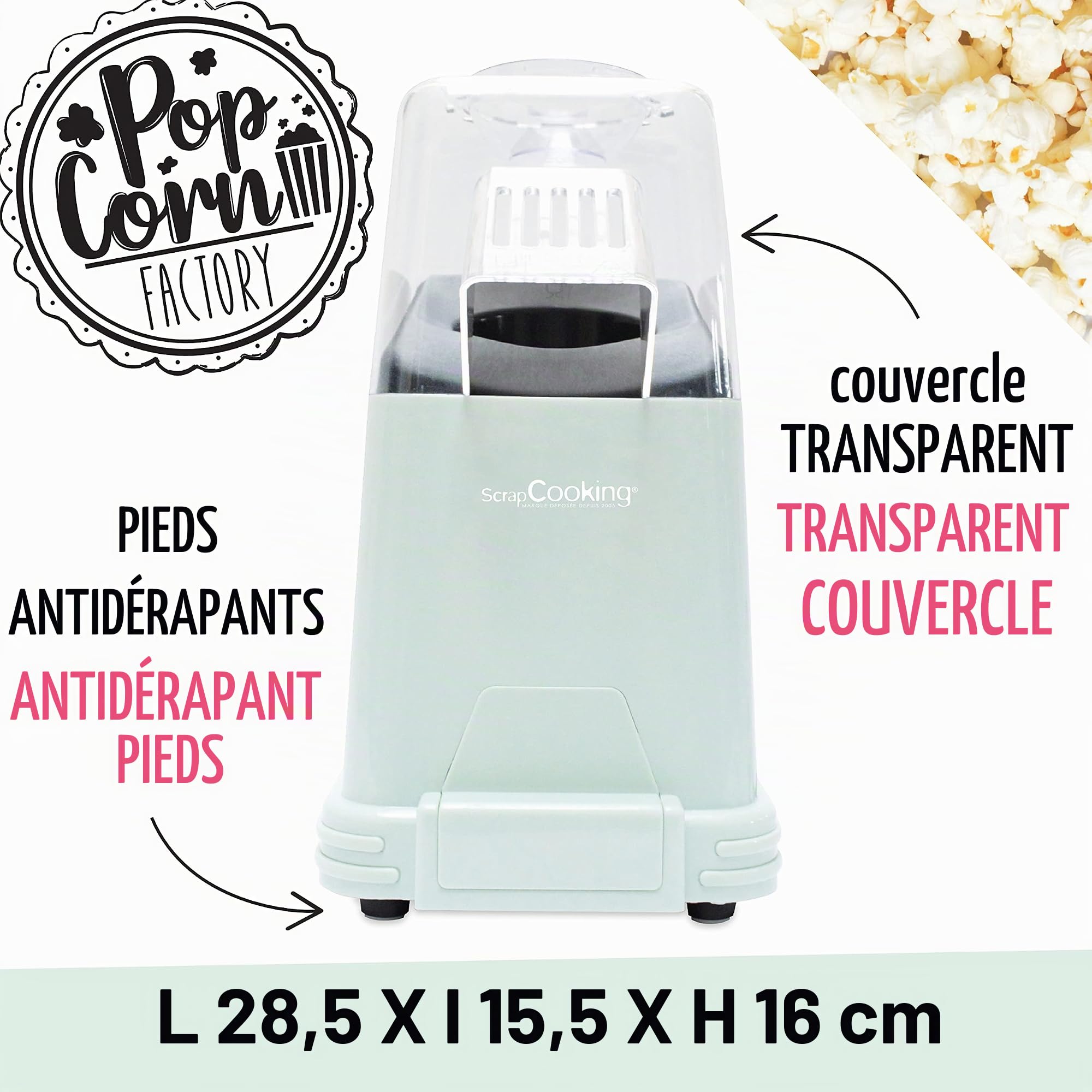scrapcooking-pop-corn-factory-machine-popcorn-1100w-verte image 3