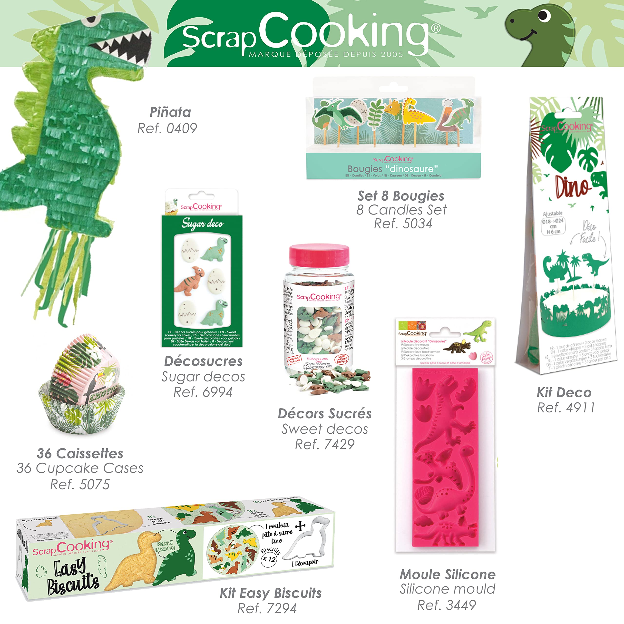 scrap-cooking-d-corations-kit-g-teau-dino-vert-18-24-cm image 6