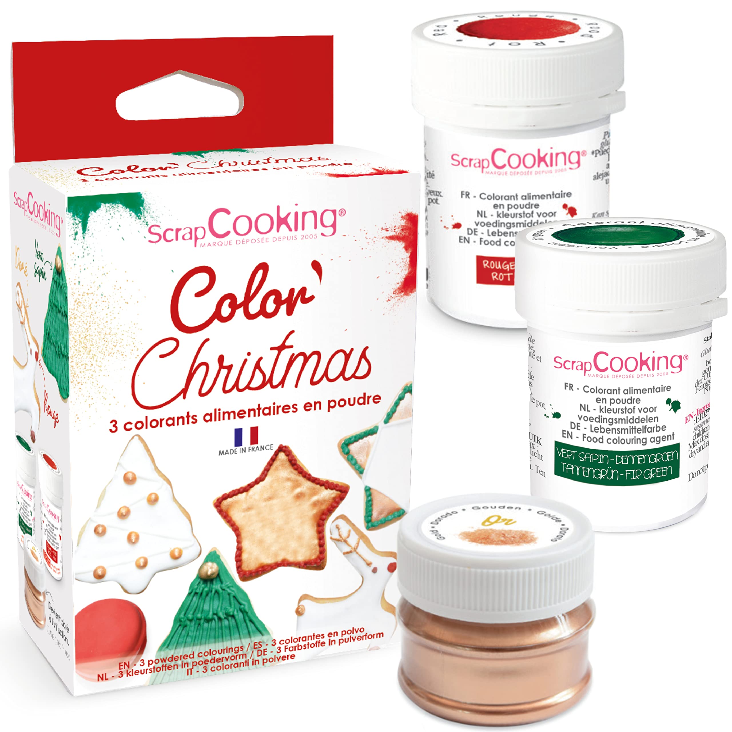 scrapcooking-4018-colorants-poudre-no-l-rouge-vert-dor-x3 image 1