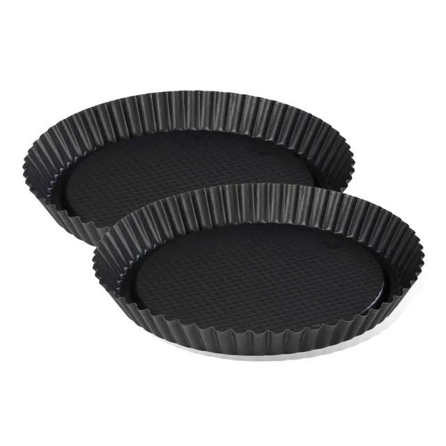 zenker-black-metallic-lot-2-moules-tarte-renvers-e-30-cm-acier image 1