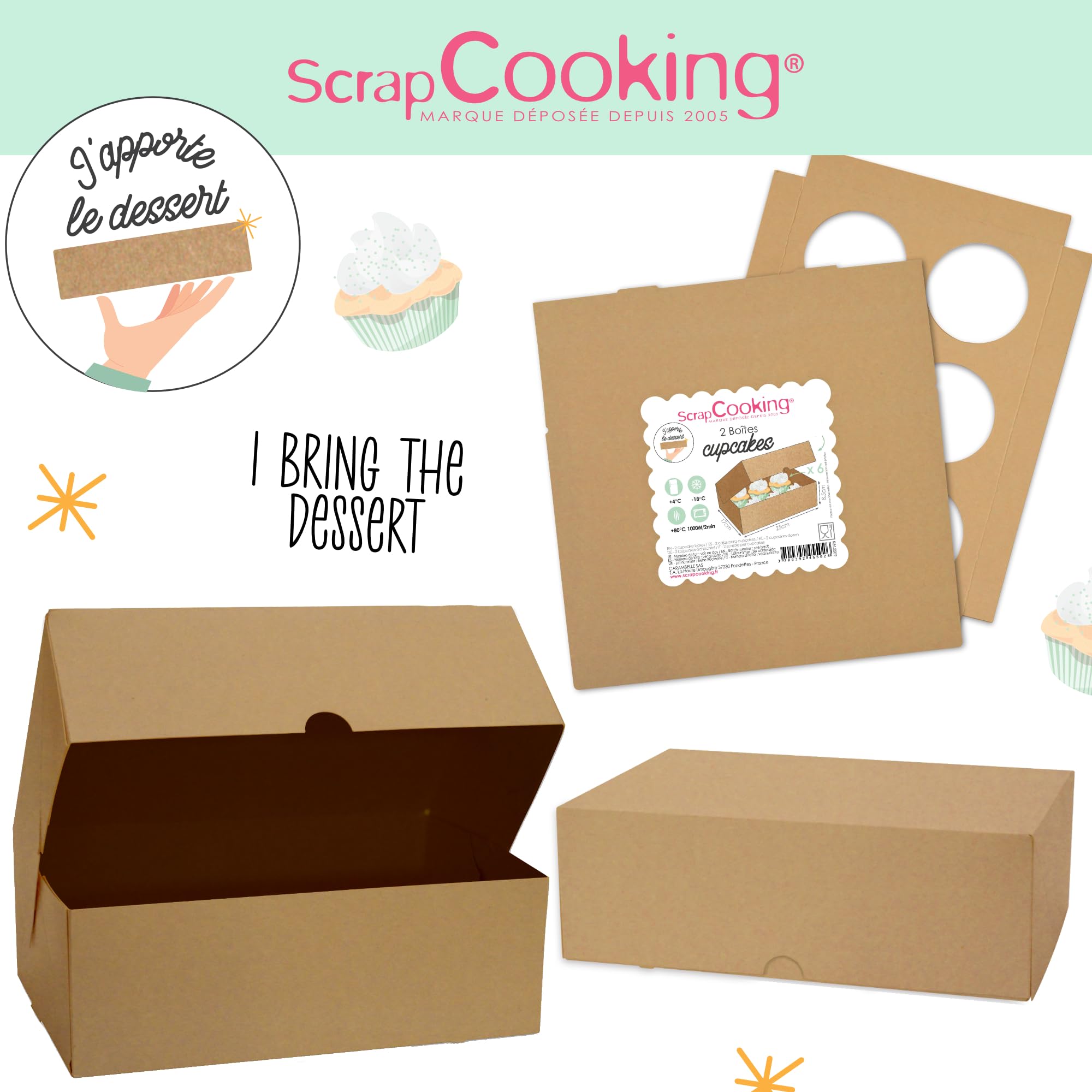scrapcooking-5502-lot-2-bo-tes-cupcakes-kraft-6-places image 8