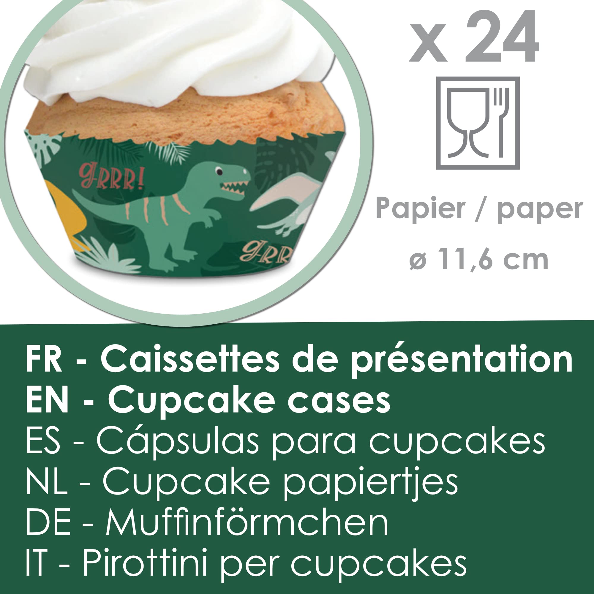 scrapcooking-4905-set-24-caissettes-toppers-cupcakes-dinosaures image 5