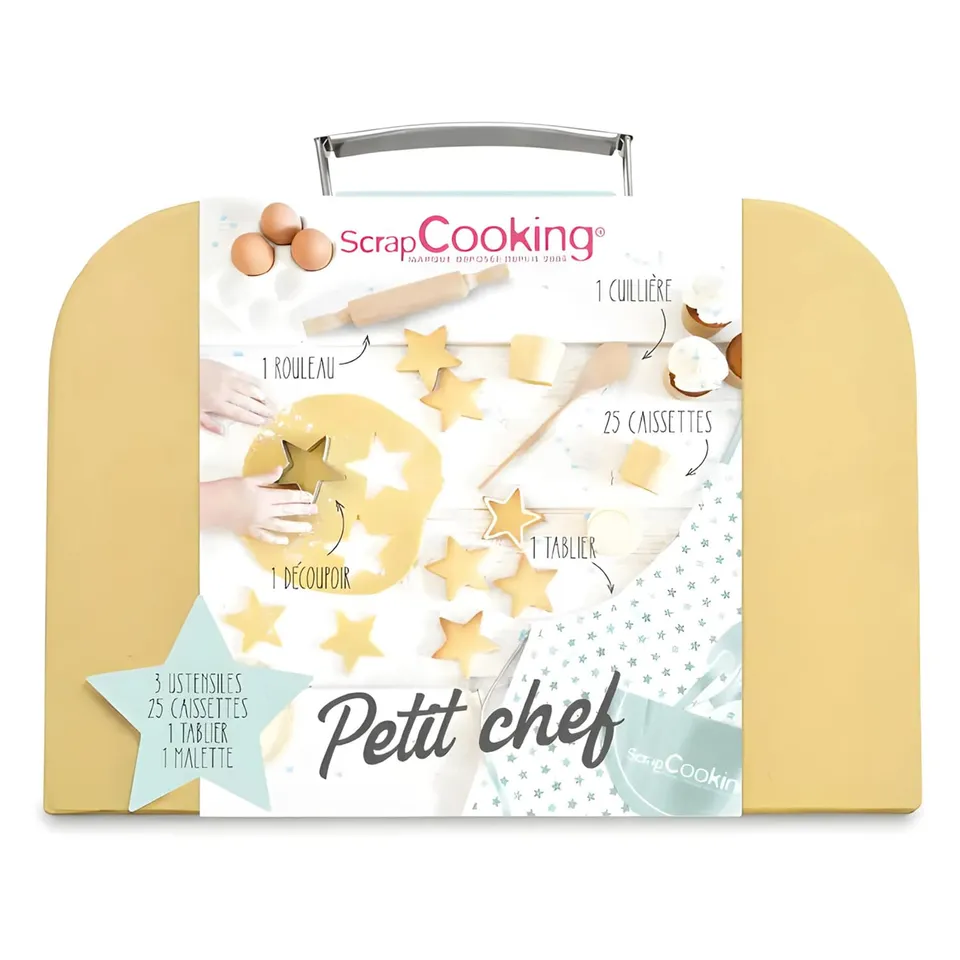 scrapcooking-kit-p-tisserie-mallette-petit-chef-enfant-tablier-coton image 1